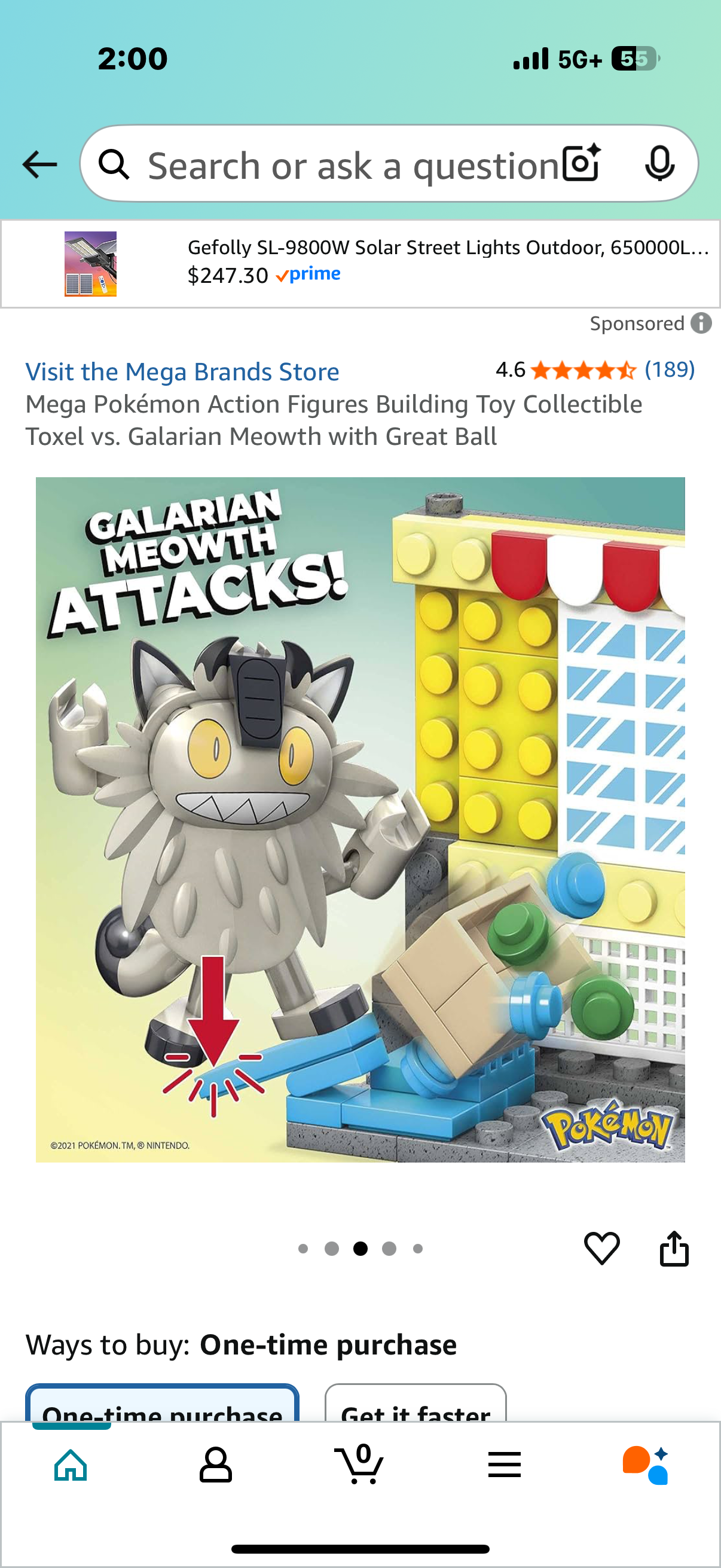 Mega Pokémon Action Figures Building Toy Collectible Toxel vs. Galarian Meowth with Great Ball