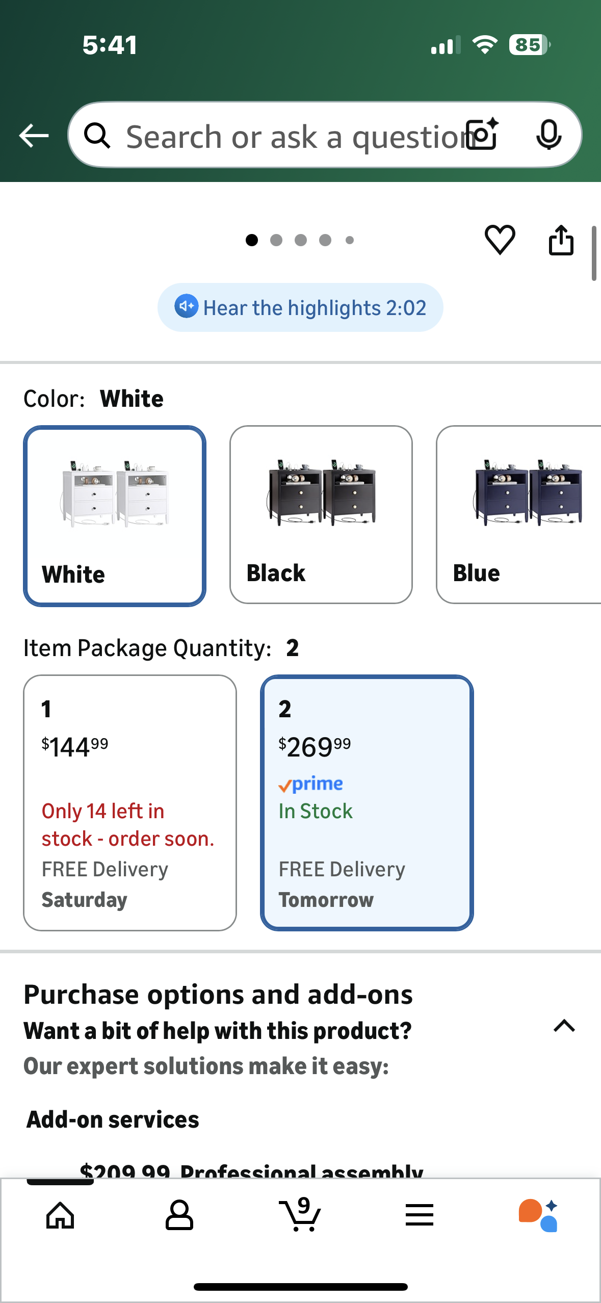 Huuger White Nightstand Set of 2, Night Stand with Charger Station, Bedside Table with 2 Drawers, Modern Nightstands, Metal Knobs, Painted Surface Overall Pick (L1107)