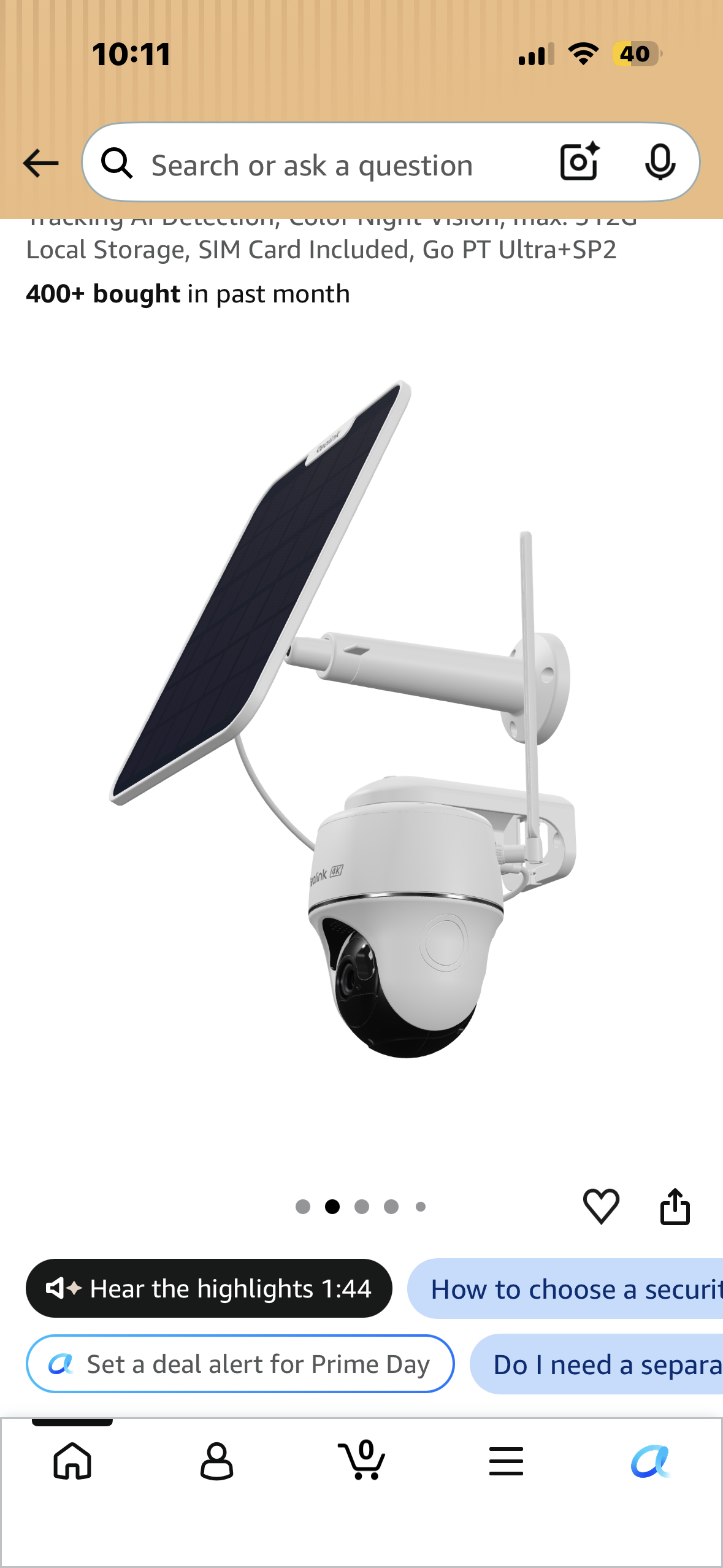 REOLINK 4K LTE Cellular Security Camera Wireless Outdoor, No WiFi 3G/4G Solar Powered, 360 Auto Tracking Al Detection, Color Night Vision, max. 512G Local Storage, SIM Card Included, Go PT Ultra+SP2