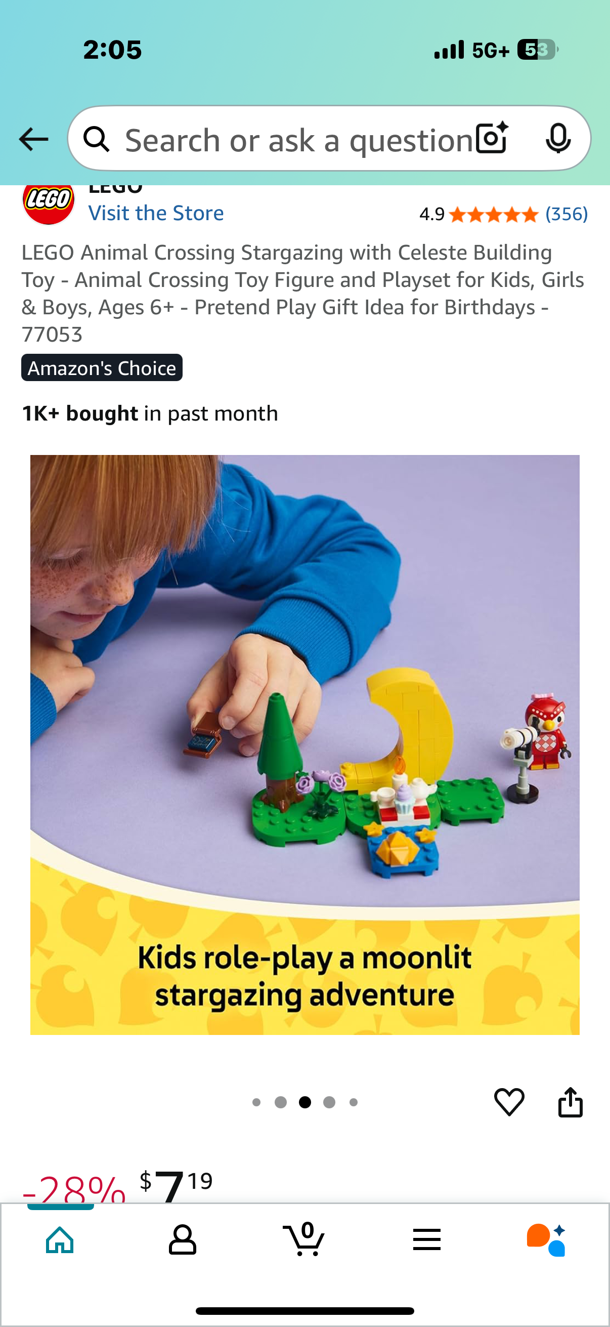 LEGO Animal Crossing Stargazing with Celeste Building Toy - Animal Crossing Toy Figure and Playset for Kids, Girls & Boys, Ages 6