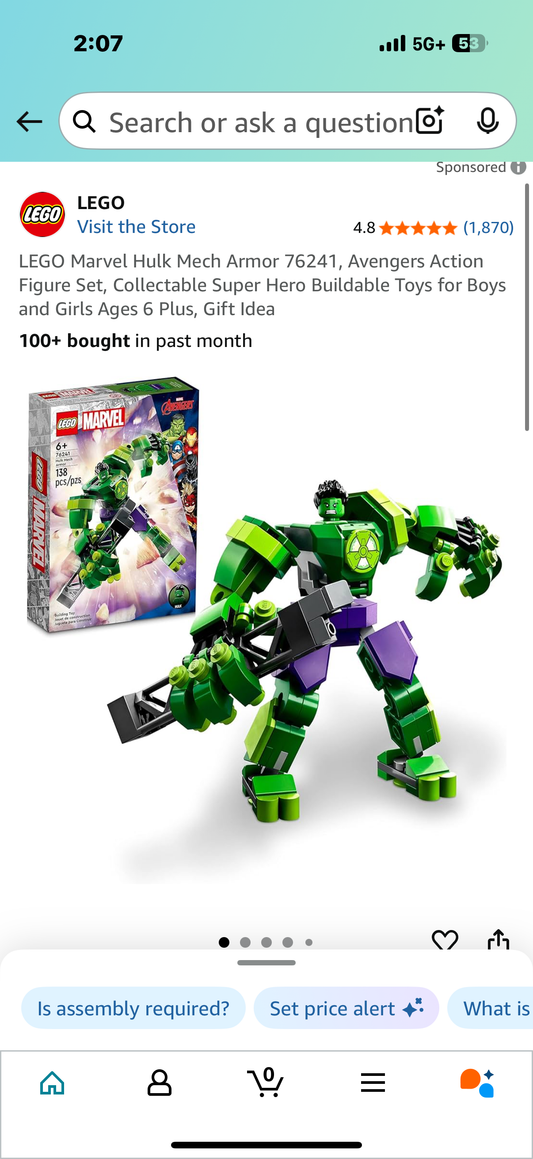 LEGO Marvel Hulk Mech Armor 76241, Avengers Action Figure Set, Collectable Super Hero Buildable Toys for Boys and Girls Ages 6 Plus, Gift Idea