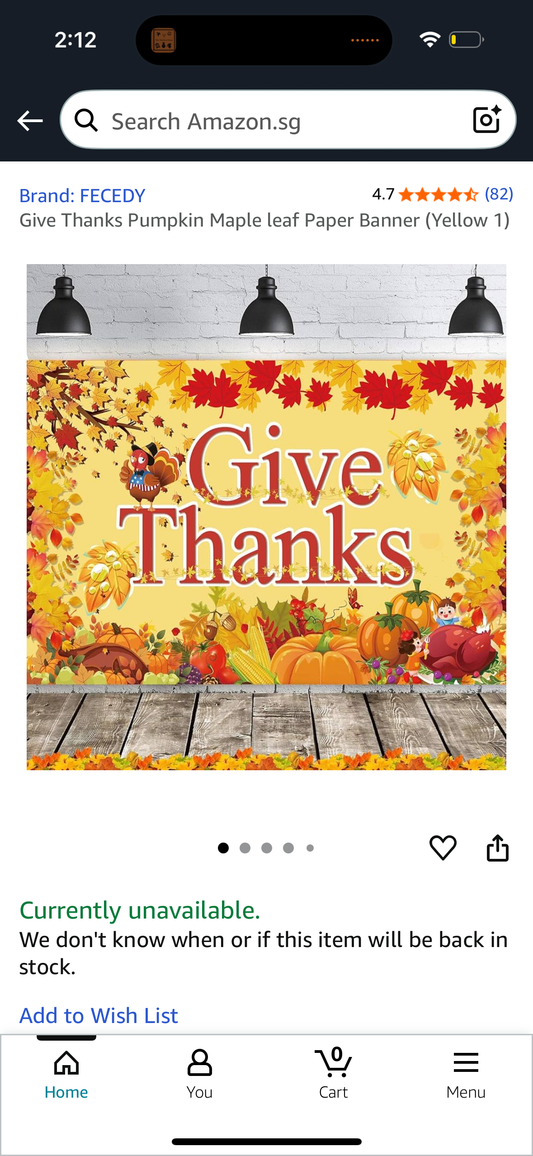 Give Thanks Pumpkin Maple leaf Paper Banner (Yellow 1)
