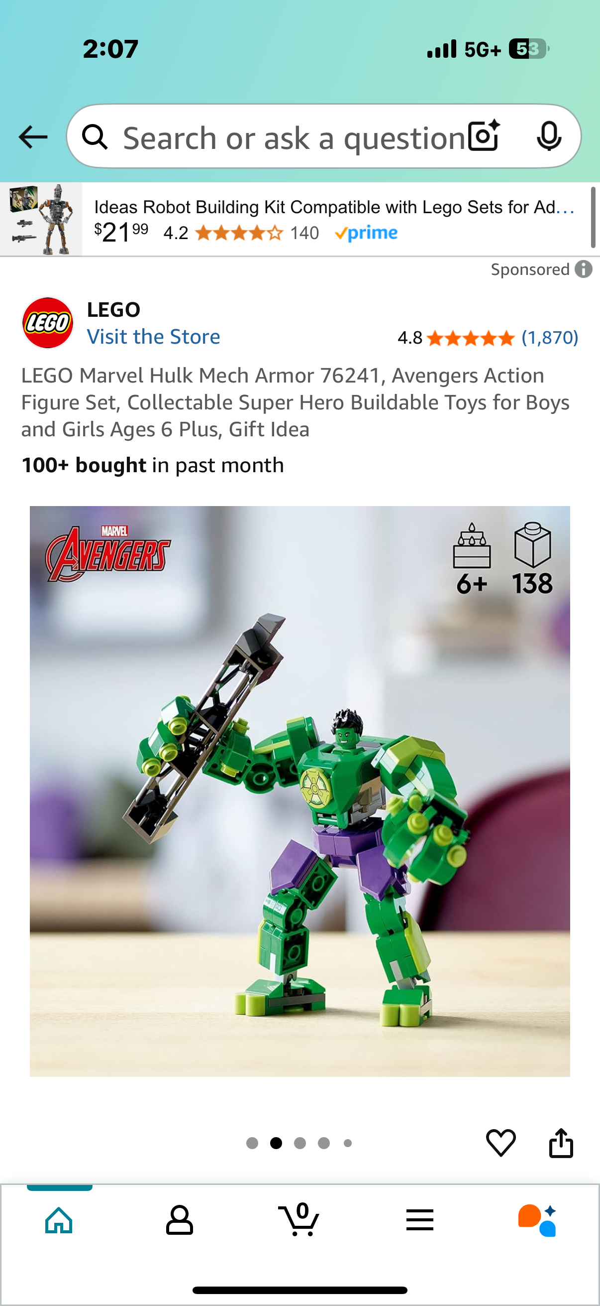 LEGO Marvel Hulk Mech Armor 76241, Avengers Action Figure Set, Collectable Super Hero Buildable Toys for Boys and Girls Ages 6 Plus, Gift Idea