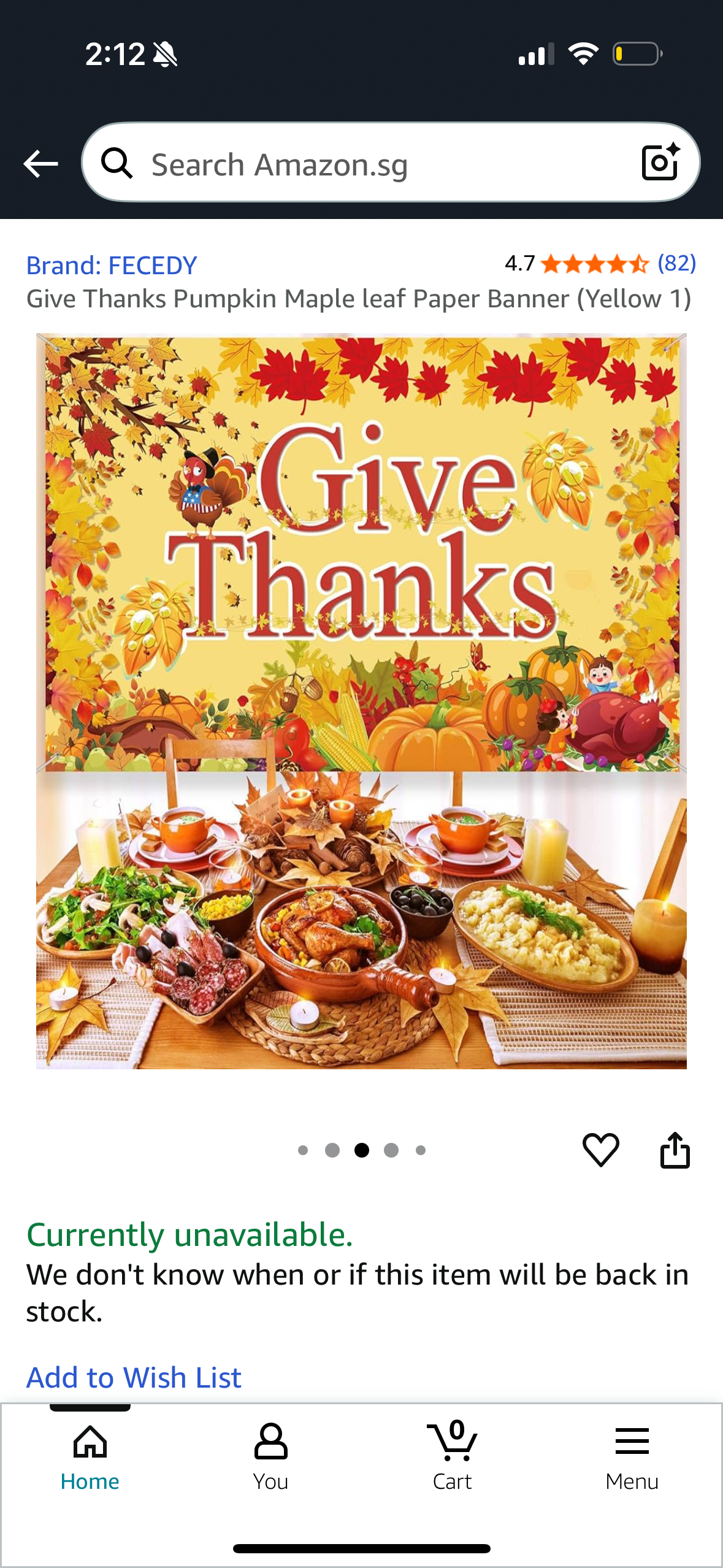 Give Thanks Pumpkin Maple leaf Paper Banner (Yellow 1)