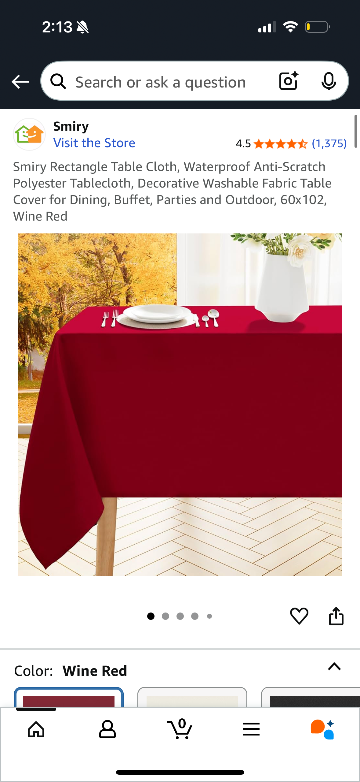 Smiry Rectangle Table Cloth, Waterproof Anti-Scratch Polyester Tablecloth, Decorative Washable Fabric Table Cover for Dining, Buffet, Parties and Outdoor, 60x102, Wine Red