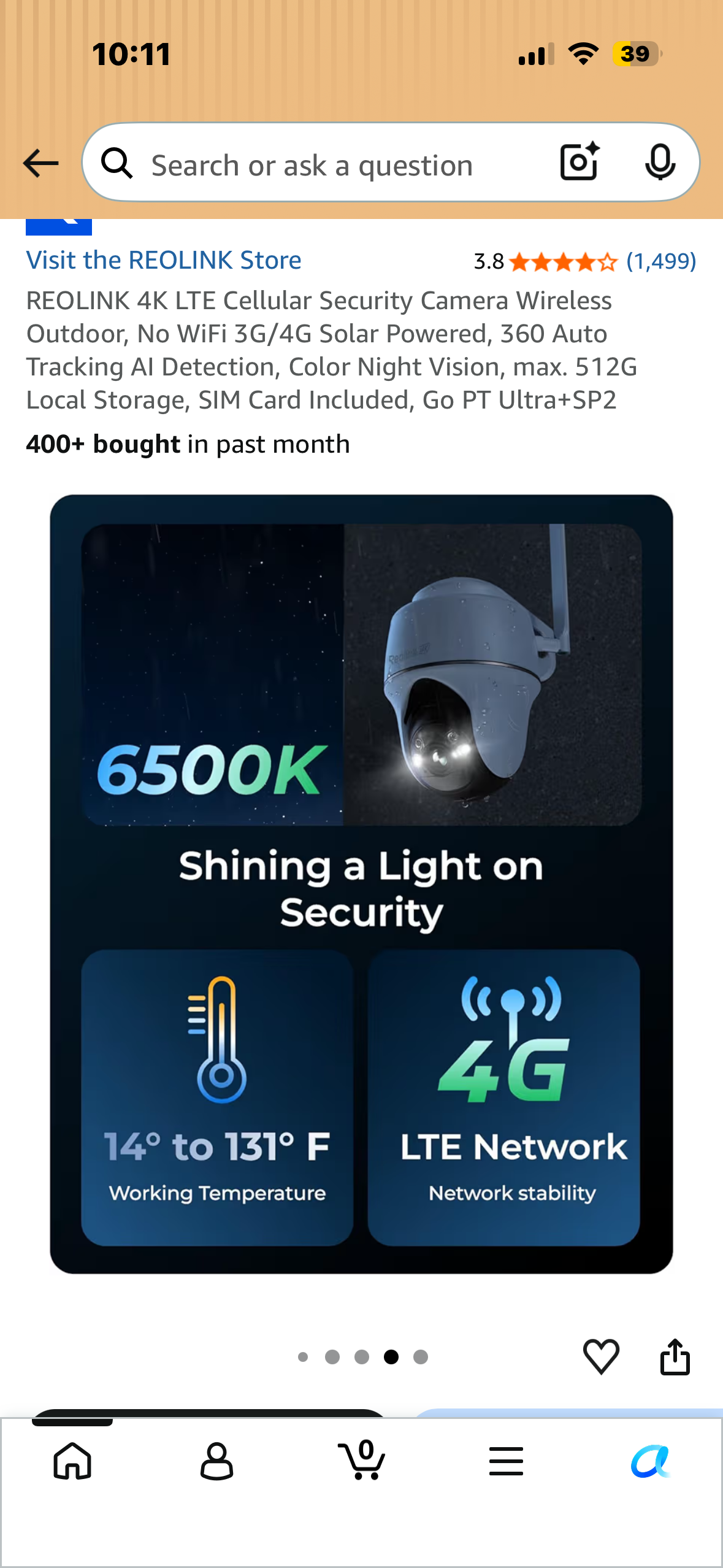 REOLINK 4K LTE Cellular Security Camera Wireless Outdoor, No WiFi 3G/4G Solar Powered, 360 Auto Tracking Al Detection, Color Night Vision, max. 512G Local Storage, SIM Card Included, Go PT Ultra+SP2