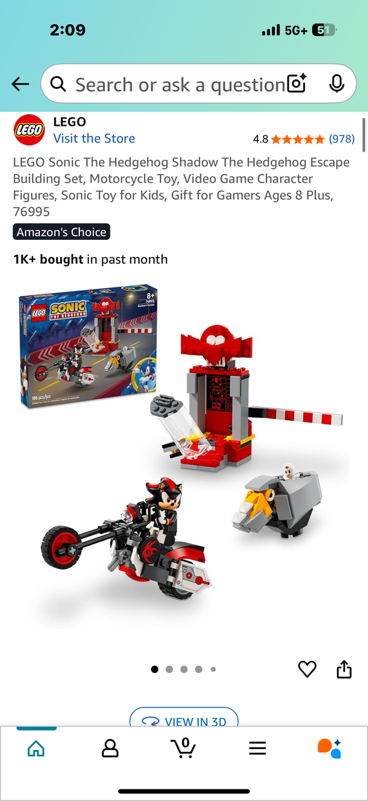 LEGO Sonic The Hedgehog Shadow The Hedgehog Escape Building Set, Motorcycle Toy, Video Game Character Figures