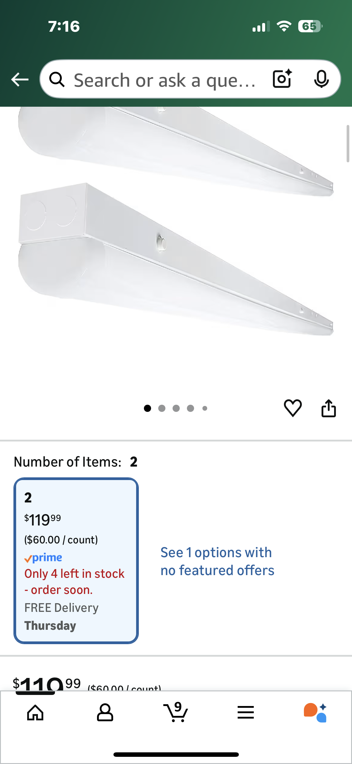 8FT LED Linear Strip Light Fixtures, Commercial 8’ LED Shop Lights 80W 5000K, Linkable Linear Lighting for Workshop, Garage, Warehouse, Flush Mount, 0-10V Dimmable, Hardwired, 2 Pack (G918)