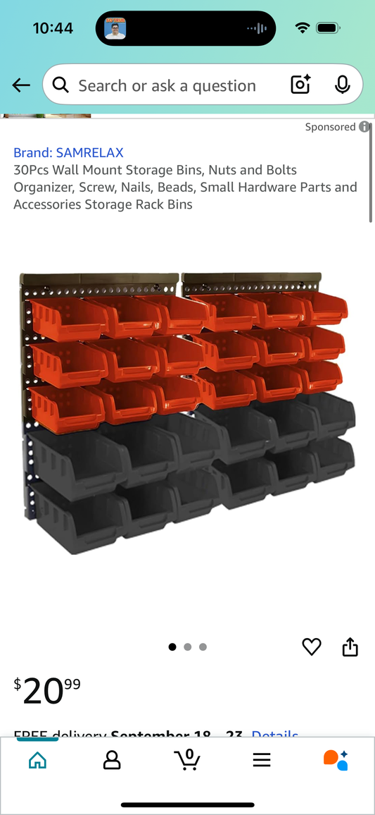 30Pcs Wall Mount Storage Bins, Nuts and Bolts Organizer, Screw, Nails, Beads, Small Hardware Parts and Accessories Storage Rack Bins