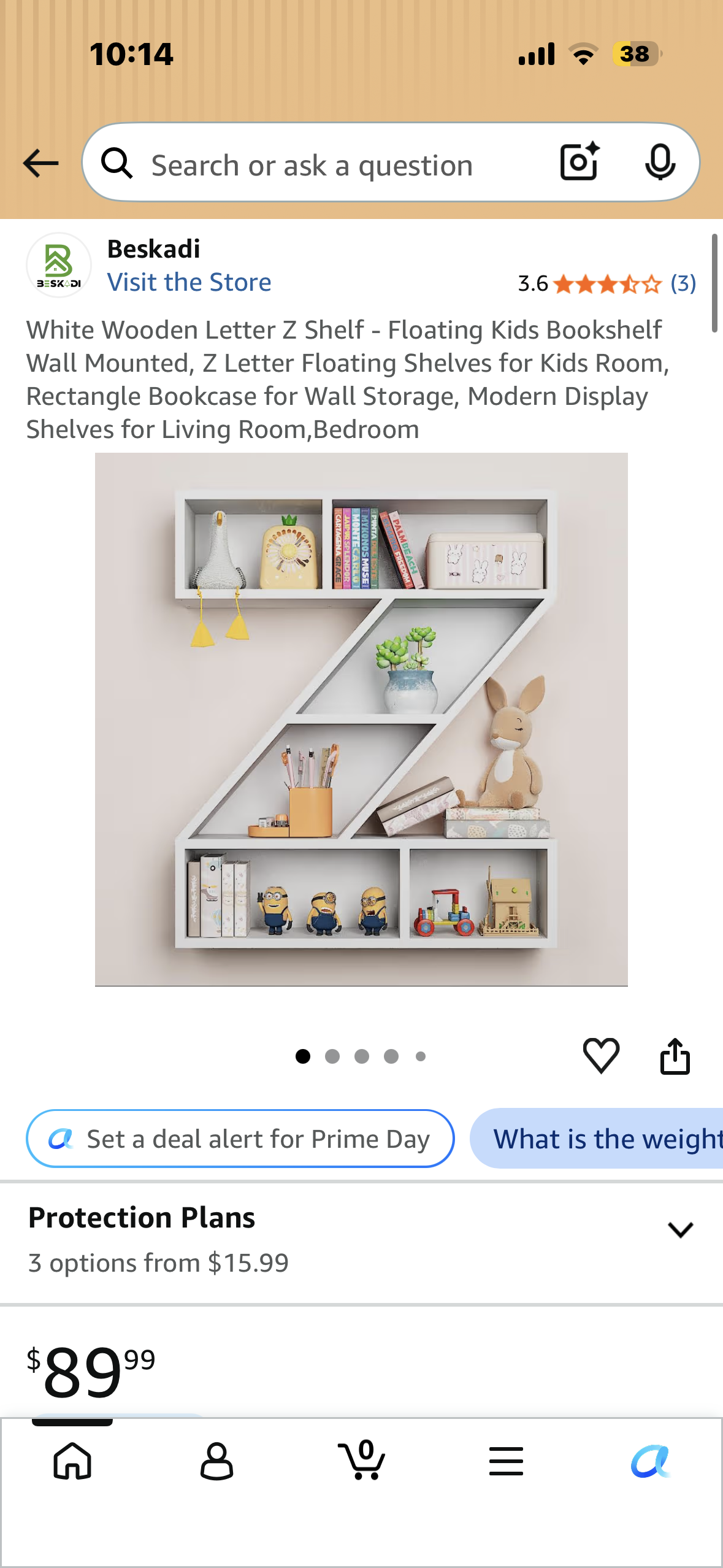 White Wooden Letter Z Shelf - Floating Kids Bookshelf Wall Mounted, Z Letter Floating Shelves for Kids Room, Rectangle Bookcase for Wall Storage, Modern Display Shelves for Living Room,Bedroom
