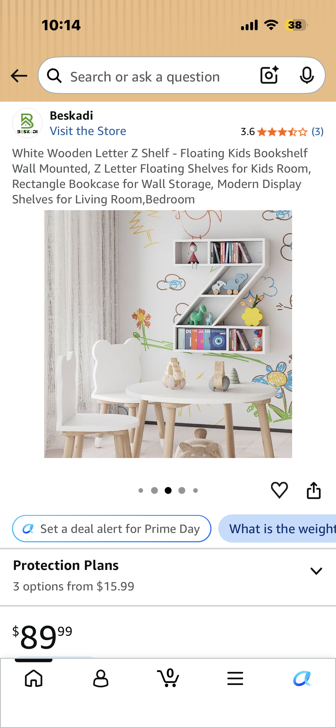 White Wooden Letter Z Shelf - Floating Kids Bookshelf Wall Mounted, Z Letter Floating Shelves for Kids Room, Rectangle Bookcase for Wall Storage, Modern Display Shelves for Living Room,Bedroom