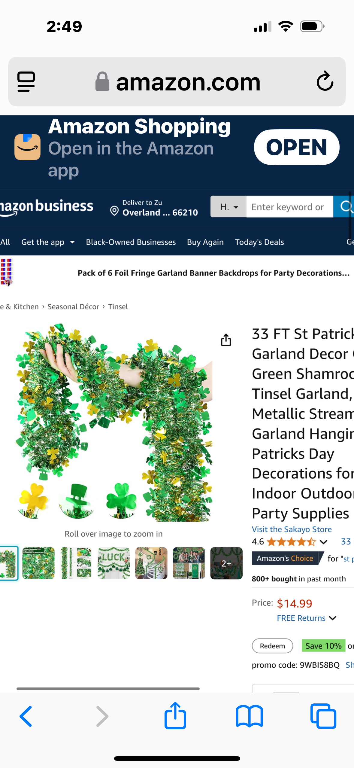 2 packages 33 FT St Patricks Day Garland Decor Gold Green Shamrock Hat Tinsel Garland, Shiny Metallic Streamer Twist Garland Hanging St Patricks Day Decorations for Home Indoor Outdoor Irish Party Supplies