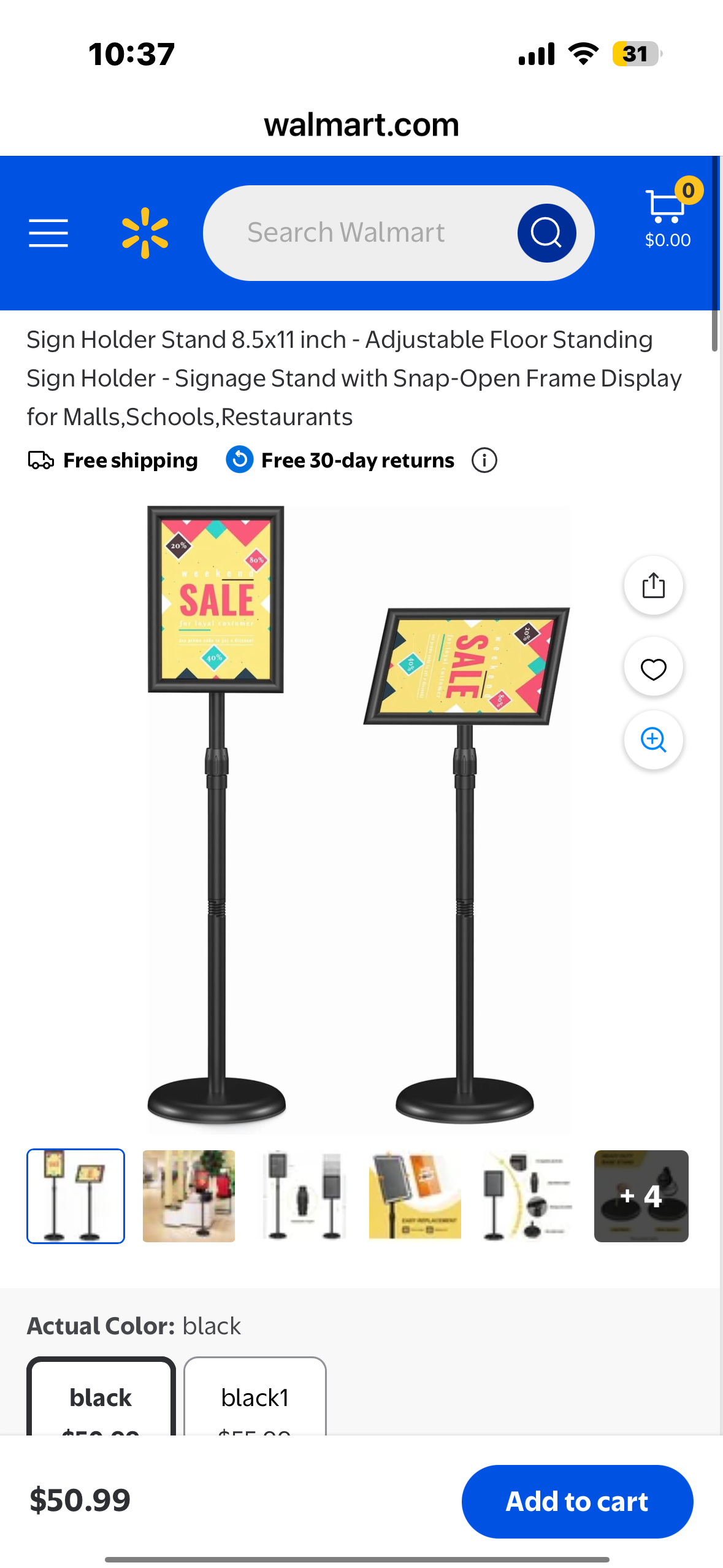 8.5x11 inch Adjustable Floor Standing Sign Holder ,Poster Sign Stand with Snap-Open Frame, Standing Display for Malls, Stores, Churches, Schools, Museums, Restaurants (1 pack)