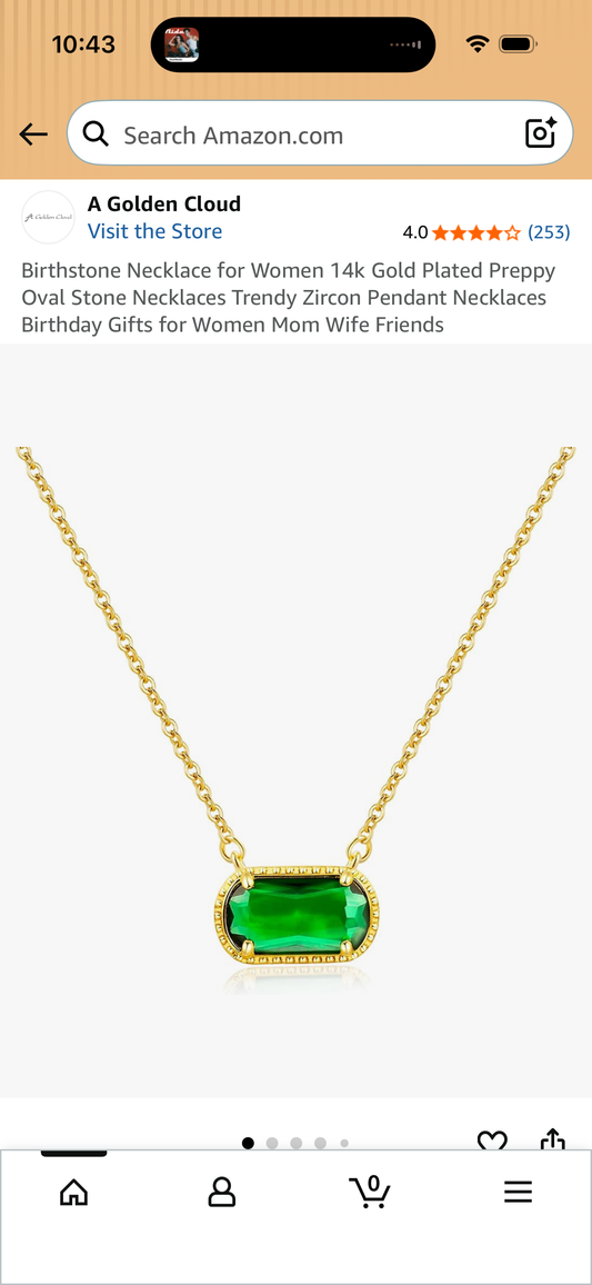 Birthstone Necklace for Women 14k Gold Plated Preppy Oval Stone Necklaces Trendy Zircon Pendant Necklaces Birthday Gifts for Women Mom Wife Friends
