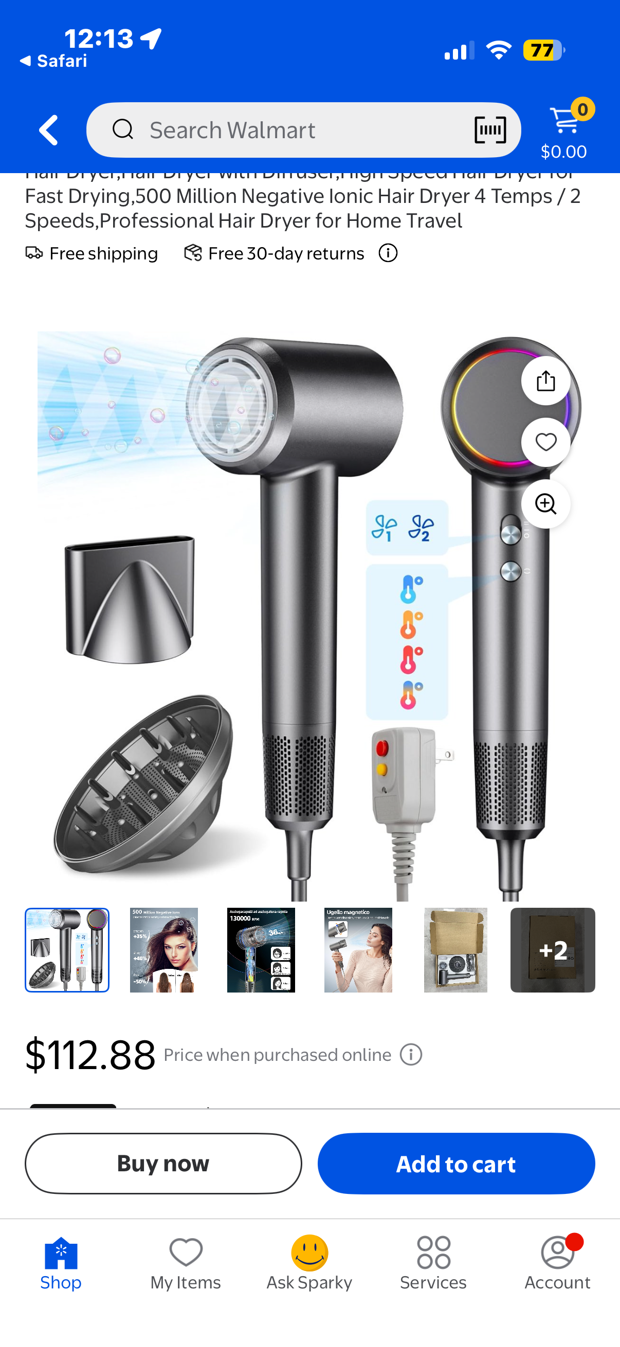 Hair Dryer with Diffuser,130000 RPM High Speed Blow Dryer,Professional Hair Dryer with 500 Million Negative Ionic and Aromatherapy Module,4 Temps / 2 Speeds for Home Travel