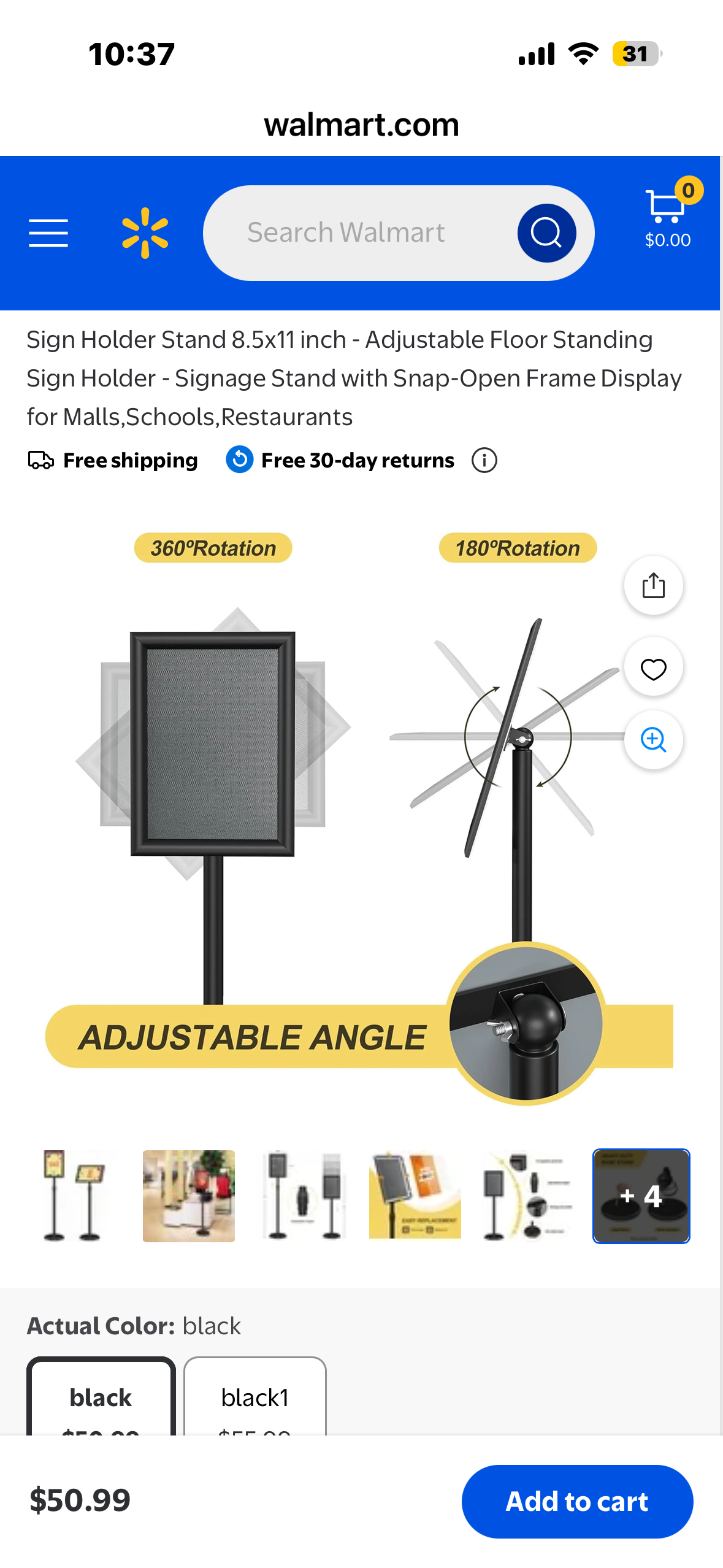 8.5x11 inch Adjustable Floor Standing Sign Holder ,Poster Sign Stand with Snap-Open Frame, Standing Display for Malls, Stores, Churches, Schools, Museums, Restaurants (1 pack)