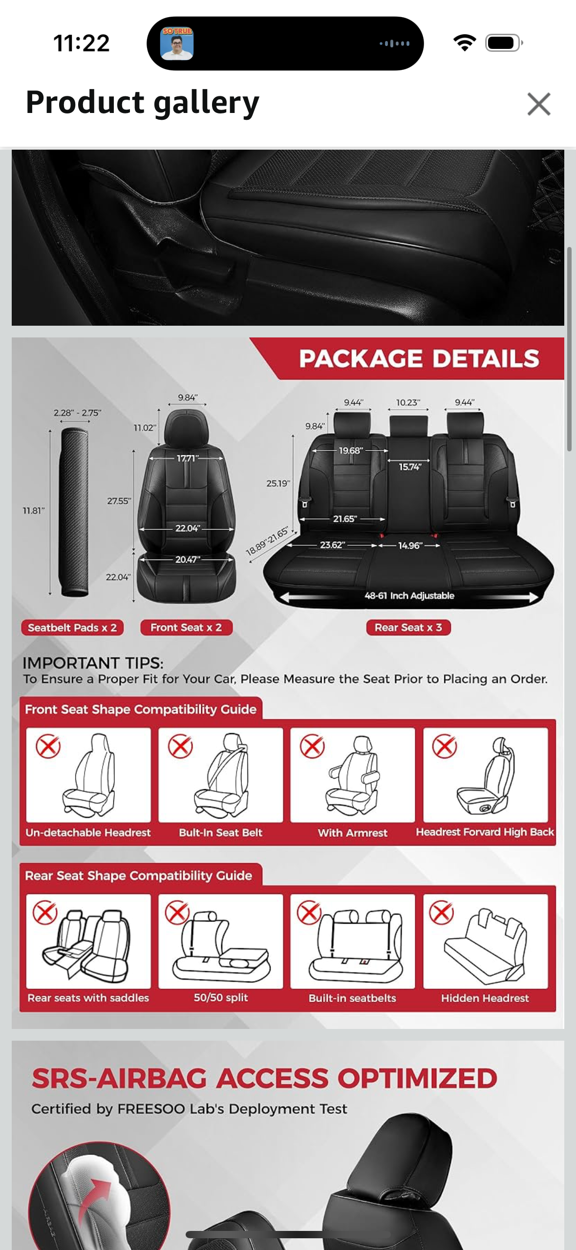 FREESOO Black Car Seat Covers Full Set - Faux Nappa Leather Seat Covers for Cars, with Front Seatbelt Pads, Waterproof Breathable Cushion Protectors Fit for Most 5 Seats Automative Sedans SUV Trucks