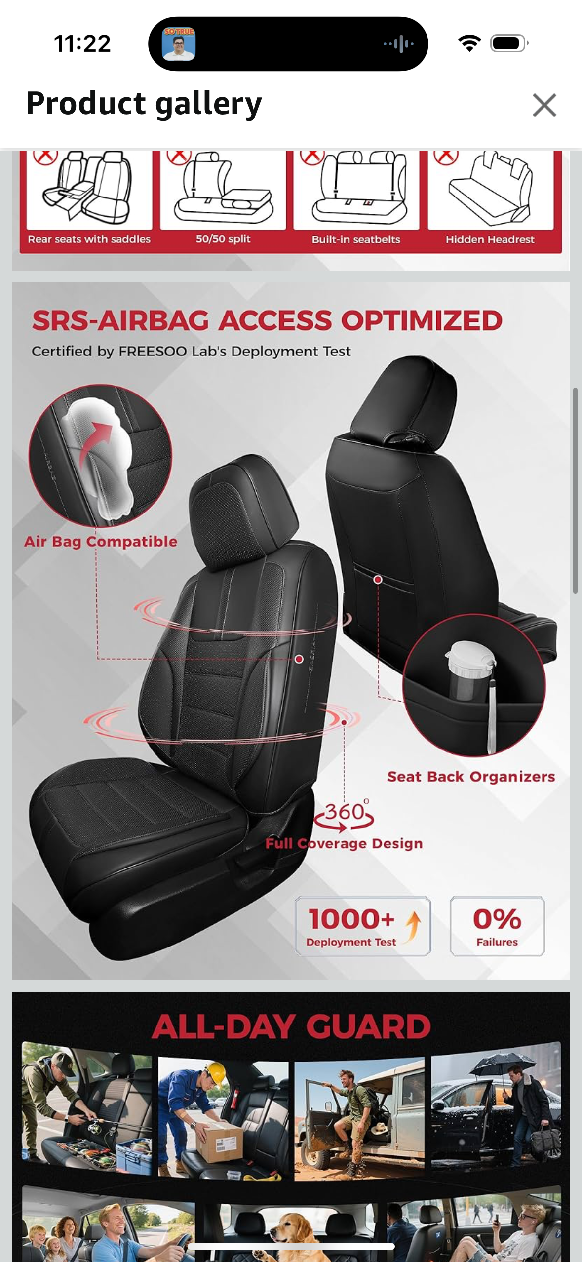 FREESOO Black Car Seat Covers Full Set - Faux Nappa Leather Seat Covers for Cars, with Front Seatbelt Pads, Waterproof Breathable Cushion Protectors Fit for Most 5 Seats Automative Sedans SUV Trucks