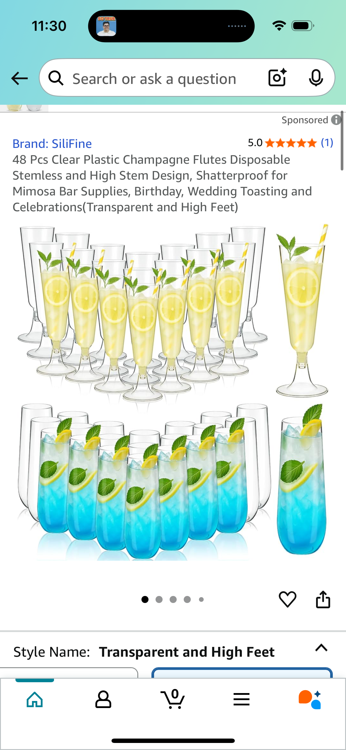 48 Pcs Clear Plastic Champagne Flutes Disposable Stemless and High Stem Design, Shatterproof for Mimosa Bar Supplies, Birthday, Wedding Toasting and Celebrations(Transparent and High Feet)