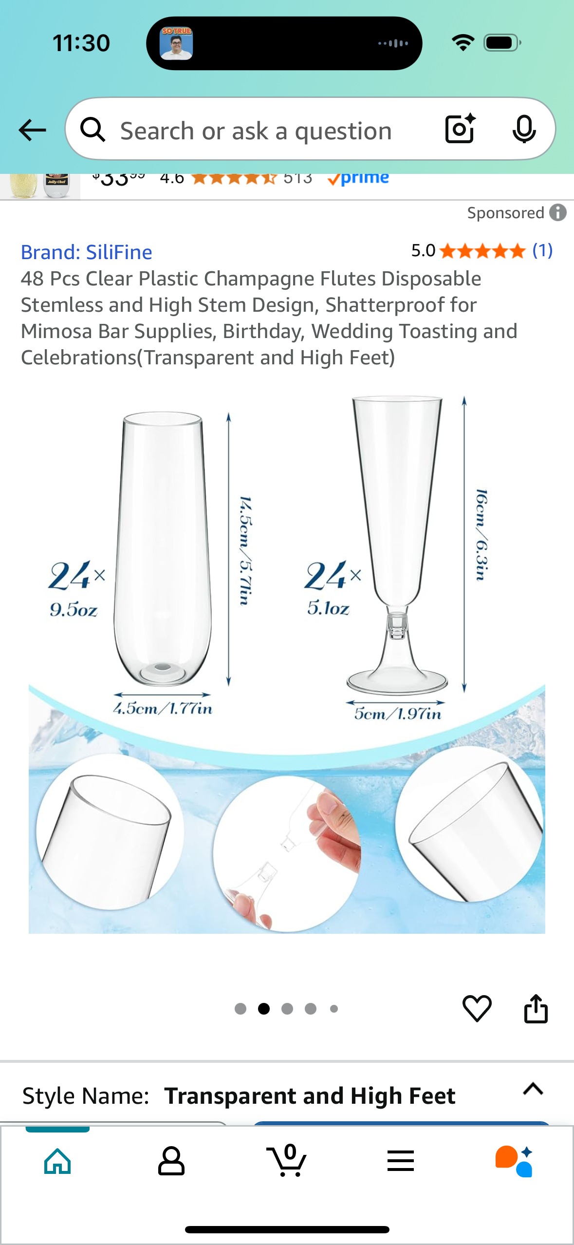 48 Pcs Clear Plastic Champagne Flutes Disposable Stemless and High Stem Design, Shatterproof for Mimosa Bar Supplies, Birthday, Wedding Toasting and Celebrations(Transparent and High Feet)