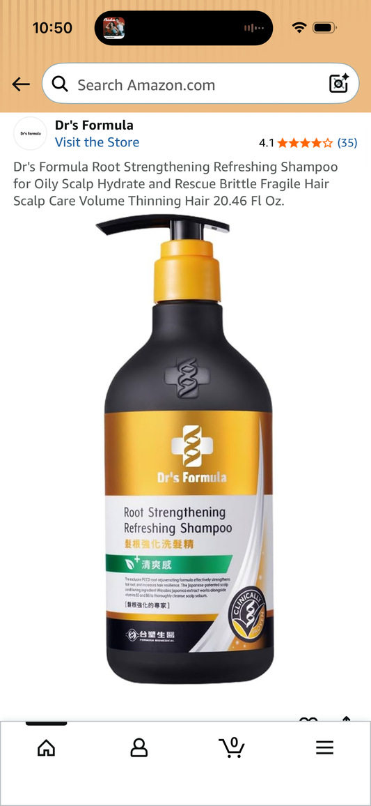 Dr's Formula Root Strengthening Refreshing Shampoo for Oily Scalp Hydrate and Rescue Brittle Fragile Hair Scalp Care Volume Thinning Hair 20.46 Fl Oz.