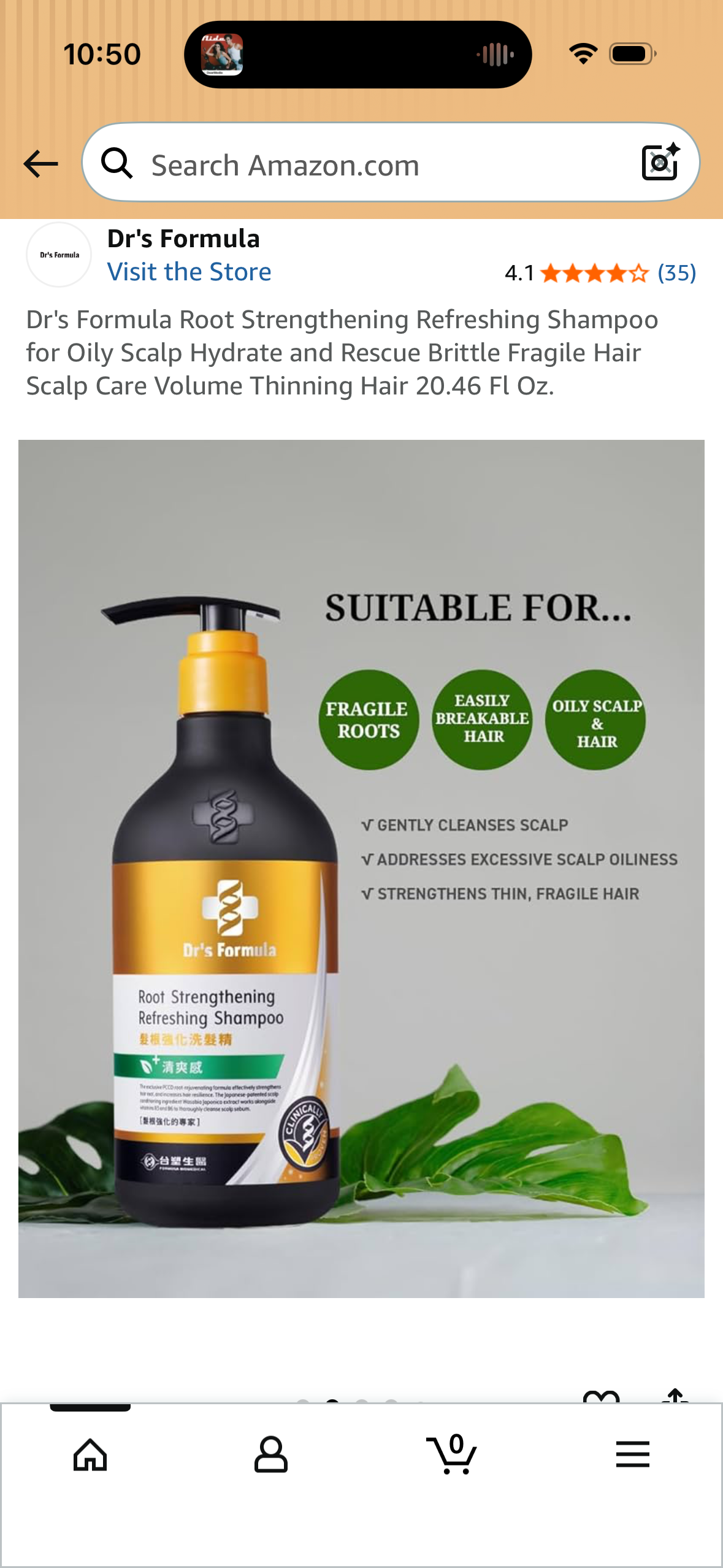 Dr's Formula Root Strengthening Refreshing Shampoo for Oily Scalp Hydrate and Rescue Brittle Fragile Hair Scalp Care Volume Thinning Hair 20.46 Fl Oz.