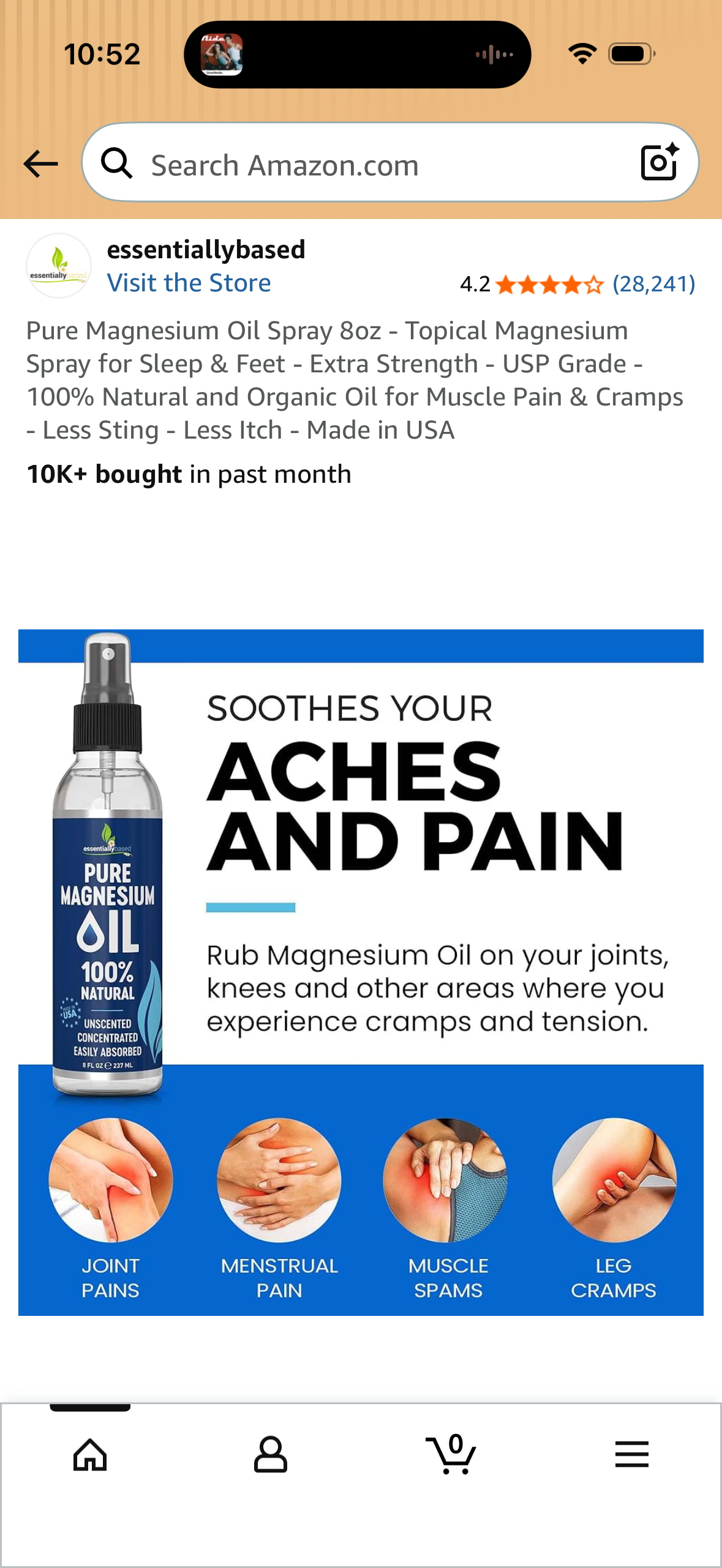 Pure Magnesium Oil Spray 8oz - Topical Magnesium Spray for Sleep & Feet - Extra Strength - USP Grade - 100% Natural and Organic Oil for Muscle Pain & Cramps - Less Sting - Less Itch - Made in USA