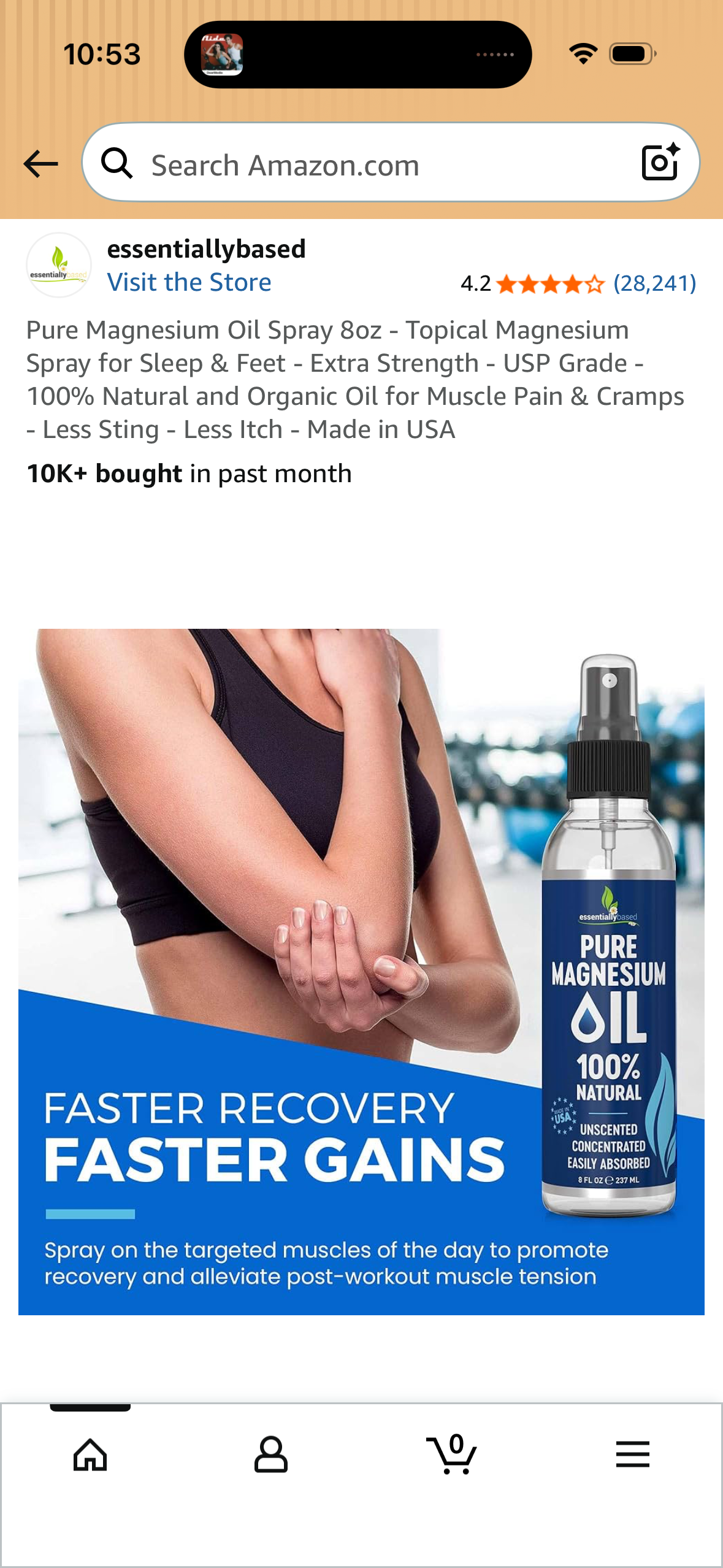 Pure Magnesium Oil Spray 8oz - Topical Magnesium Spray for Sleep & Feet - Extra Strength - USP Grade - 100% Natural and Organic Oil for Muscle Pain & Cramps - Less Sting - Less Itch - Made in USA