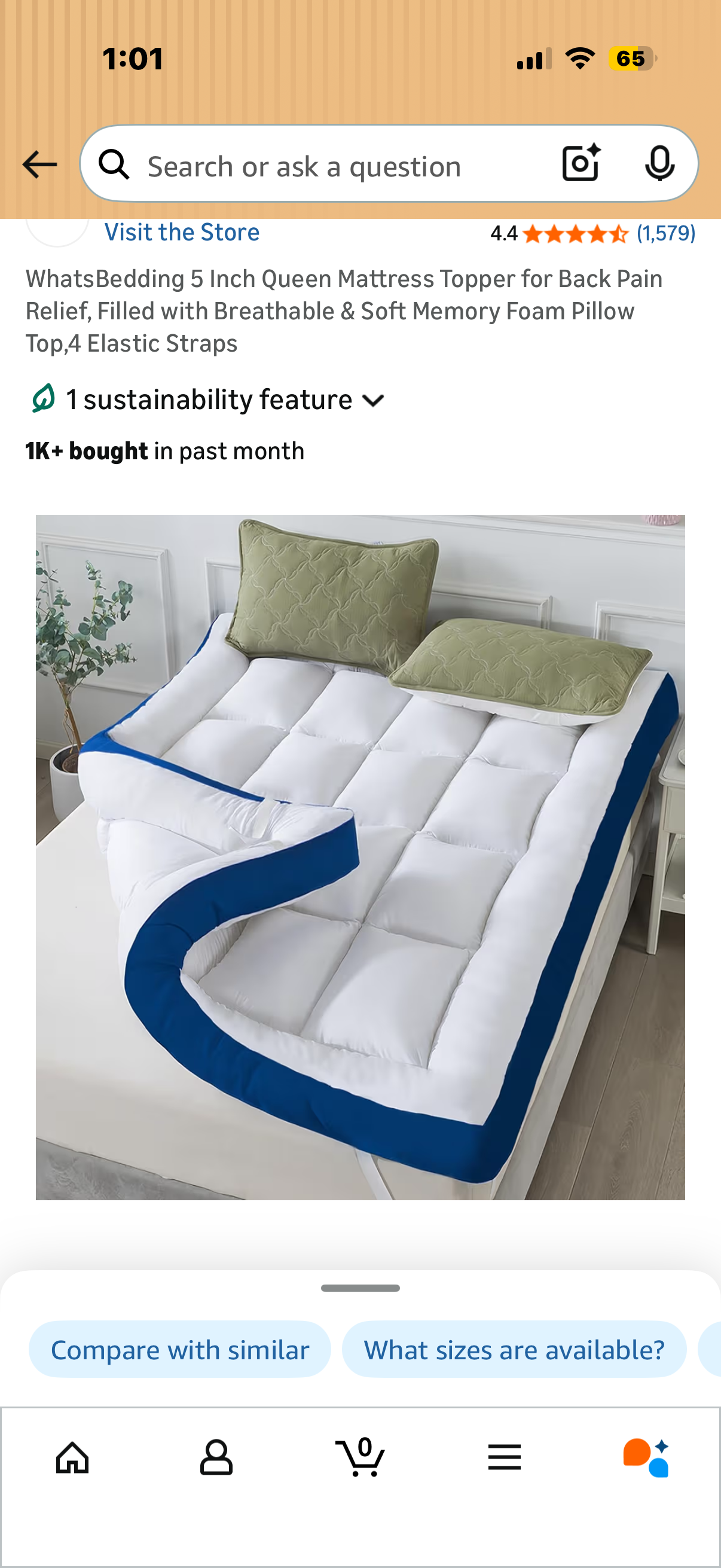 WhatsBedding 5 Inch Queen Mattress Topper for Back Pain Relief, Filled with Breathable & Soft Memory Foam Pillow Top,4 Elastic Straps