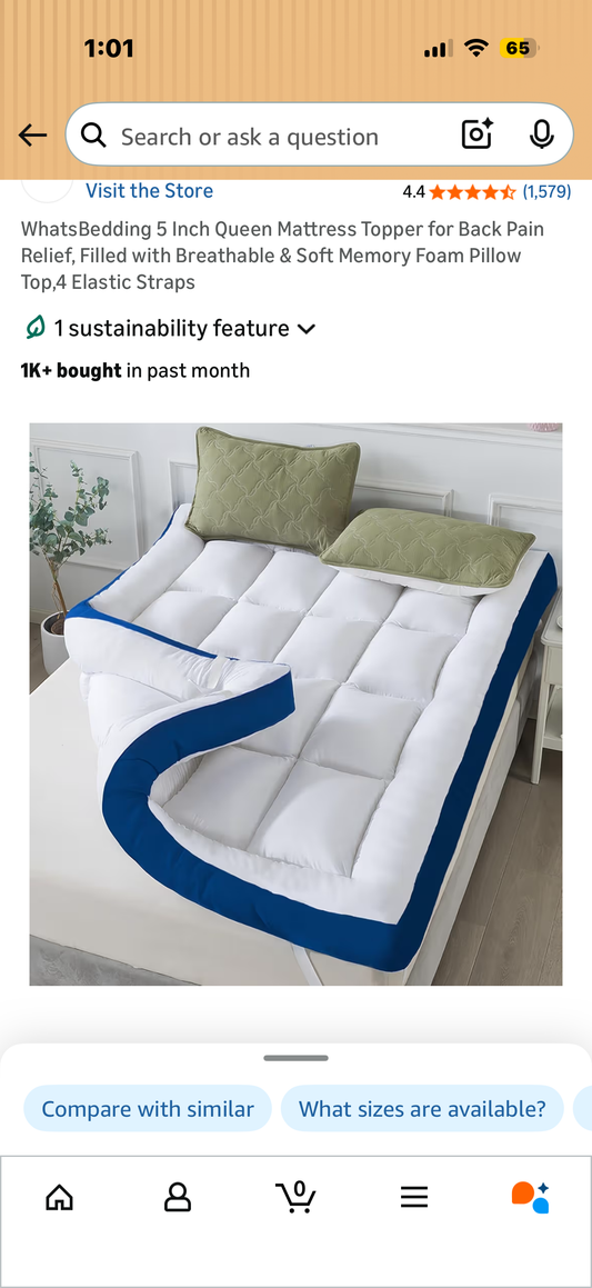 WhatsBedding 5 Inch Queen Mattress Topper for Back Pain Relief, Filled with Breathable & Soft Memory Foam Pillow Top,4 Elastic Straps
