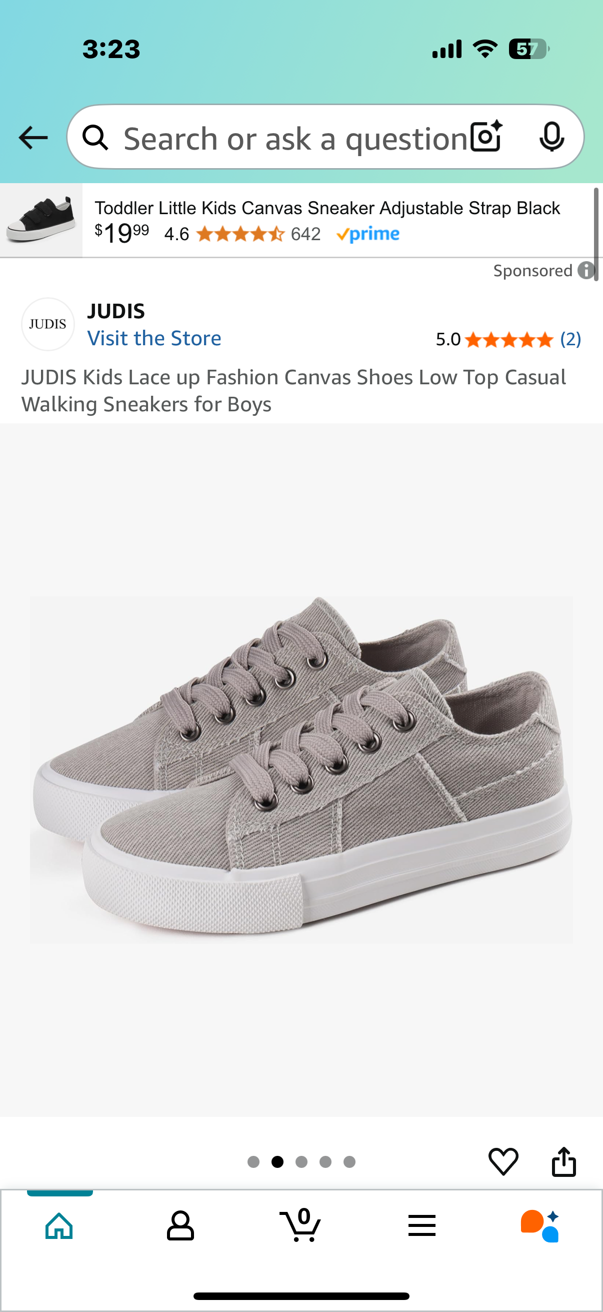 JUDIS Kids Lace up Fashion Canvas Shoes Low Top Casual Walking Sneakers for Boys (Size 1)