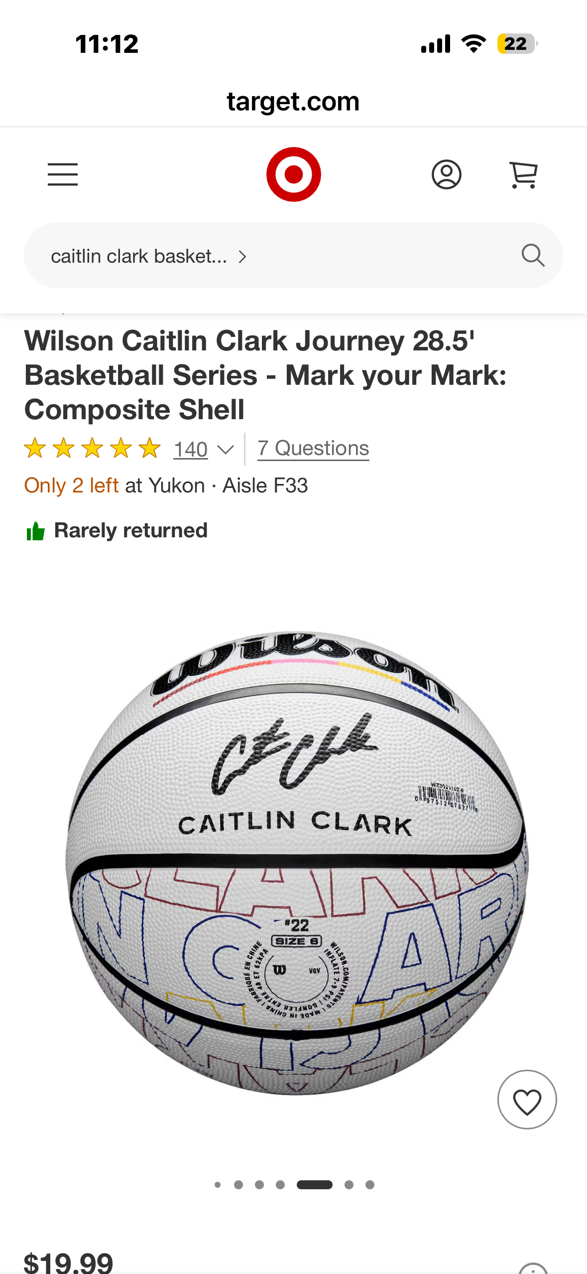 Wilson Caitlin Clark Journey 28.5' Basketball Series - Mark your Mark: Composite Shell