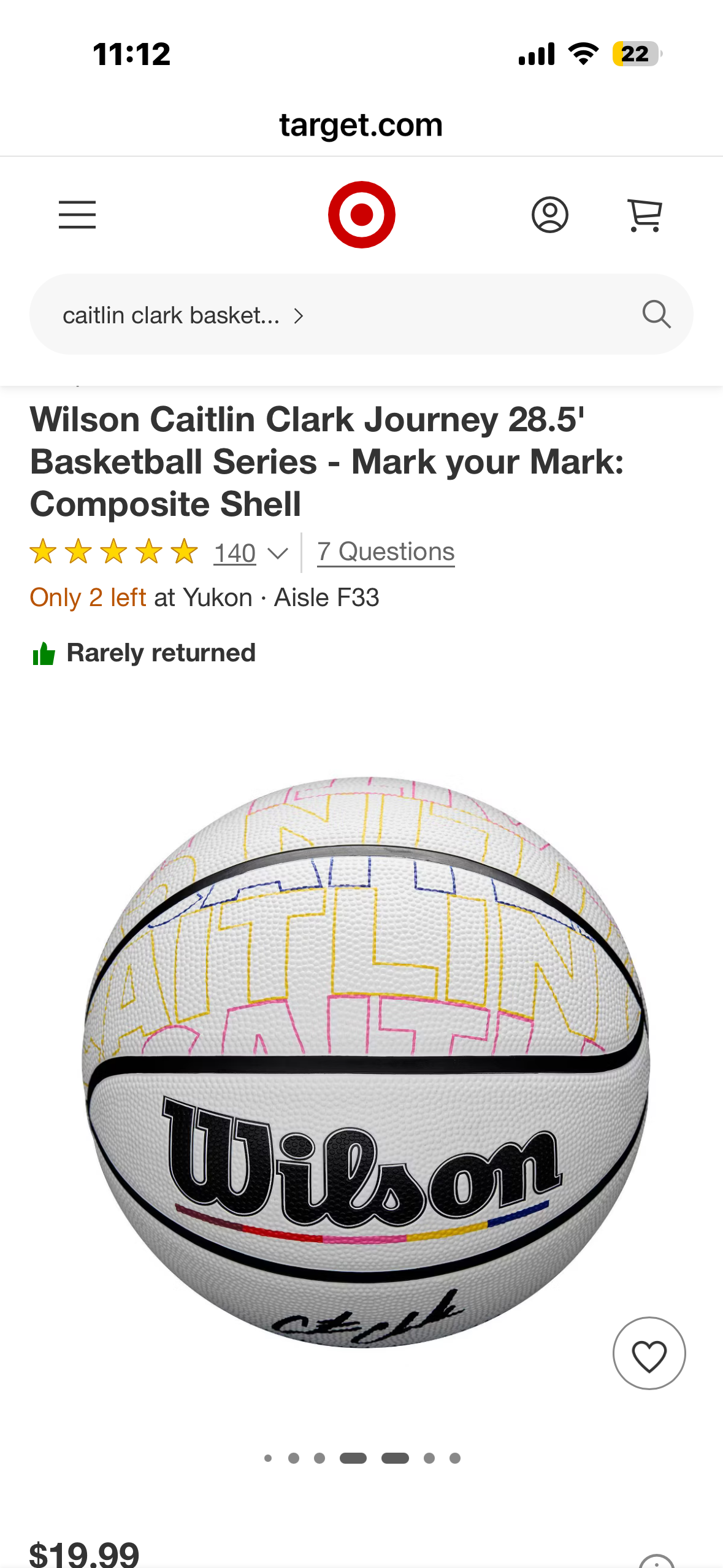 Wilson Caitlin Clark Journey 28.5' Basketball Series - Mark your Mark: Composite Shell