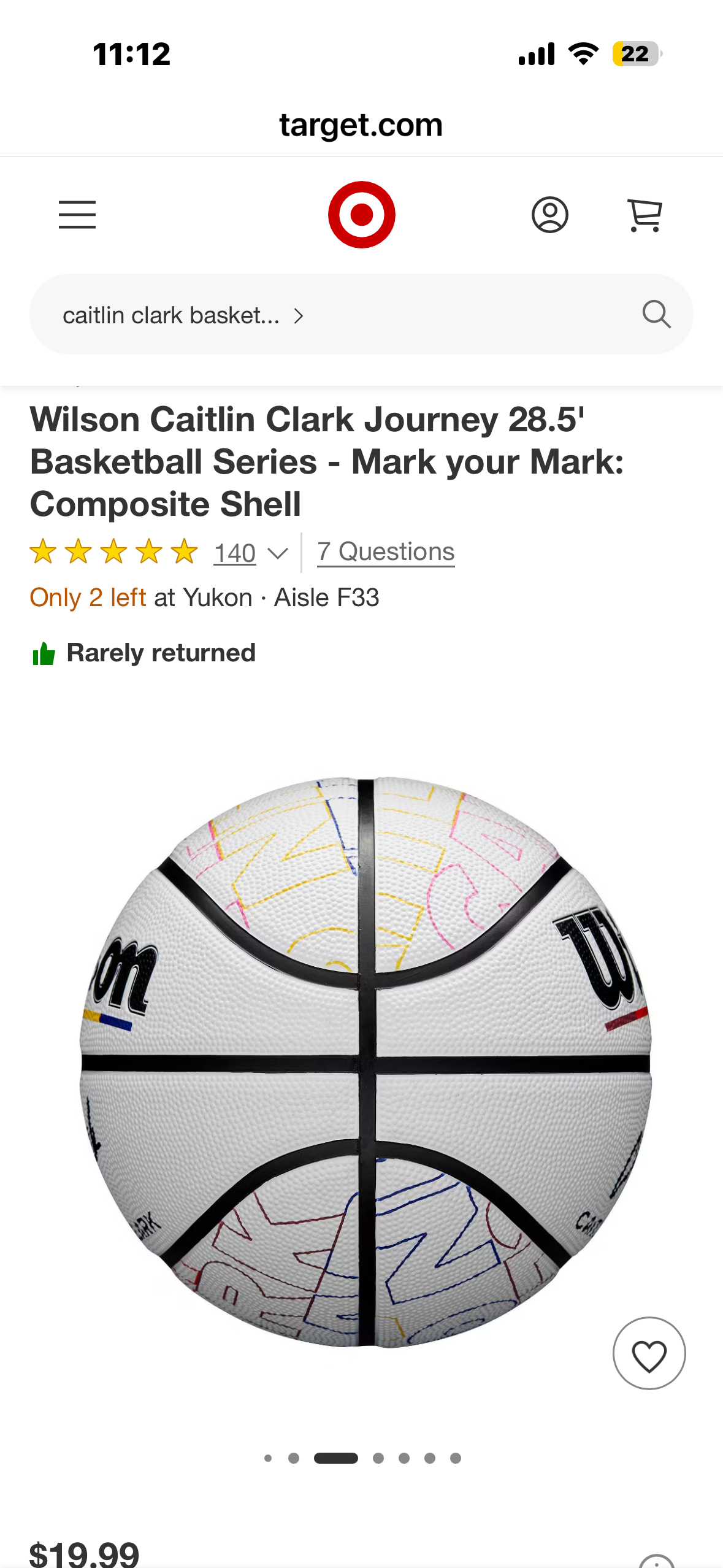 Wilson Caitlin Clark Journey 28.5' Basketball Series - Mark your Mark: Composite Shell