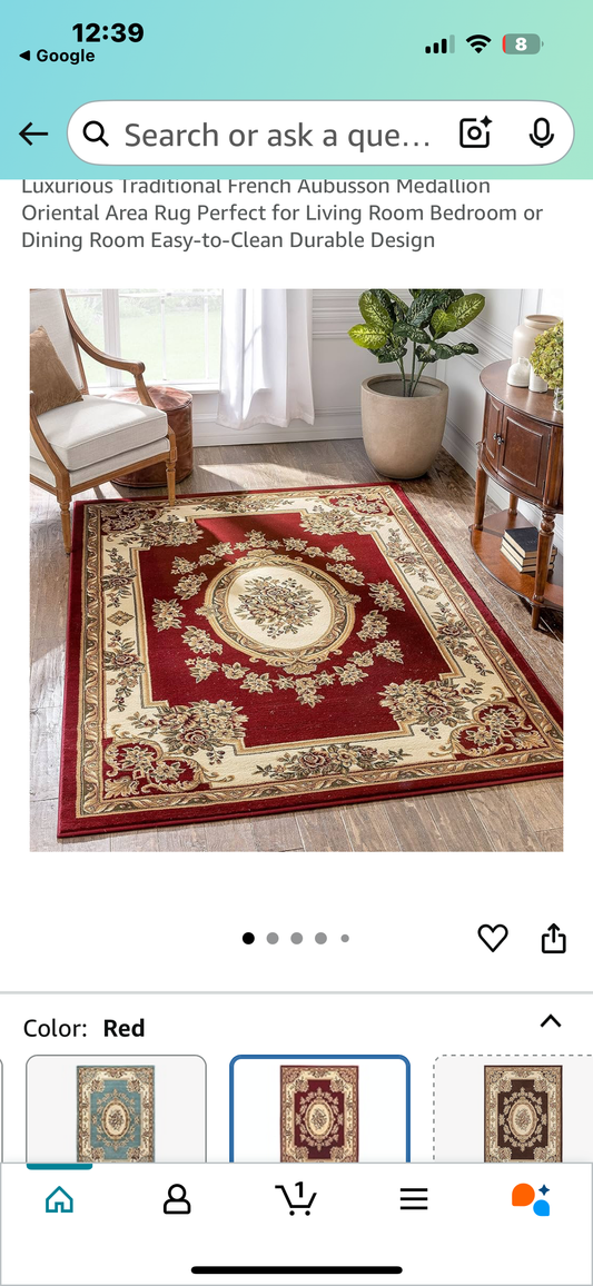 7 ft. 10 in. x 10 ft. 6 in. Timeless Le Petit Palais Traditional Area Rug - Red (L982)