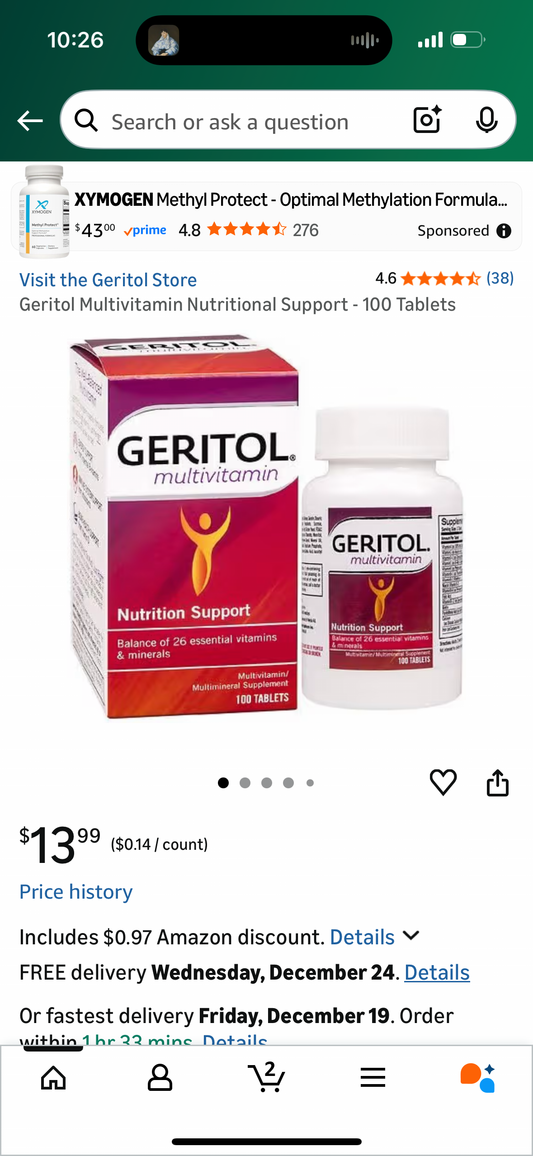 Geritol Multivitamin Nutritional Support - 100 Tablets