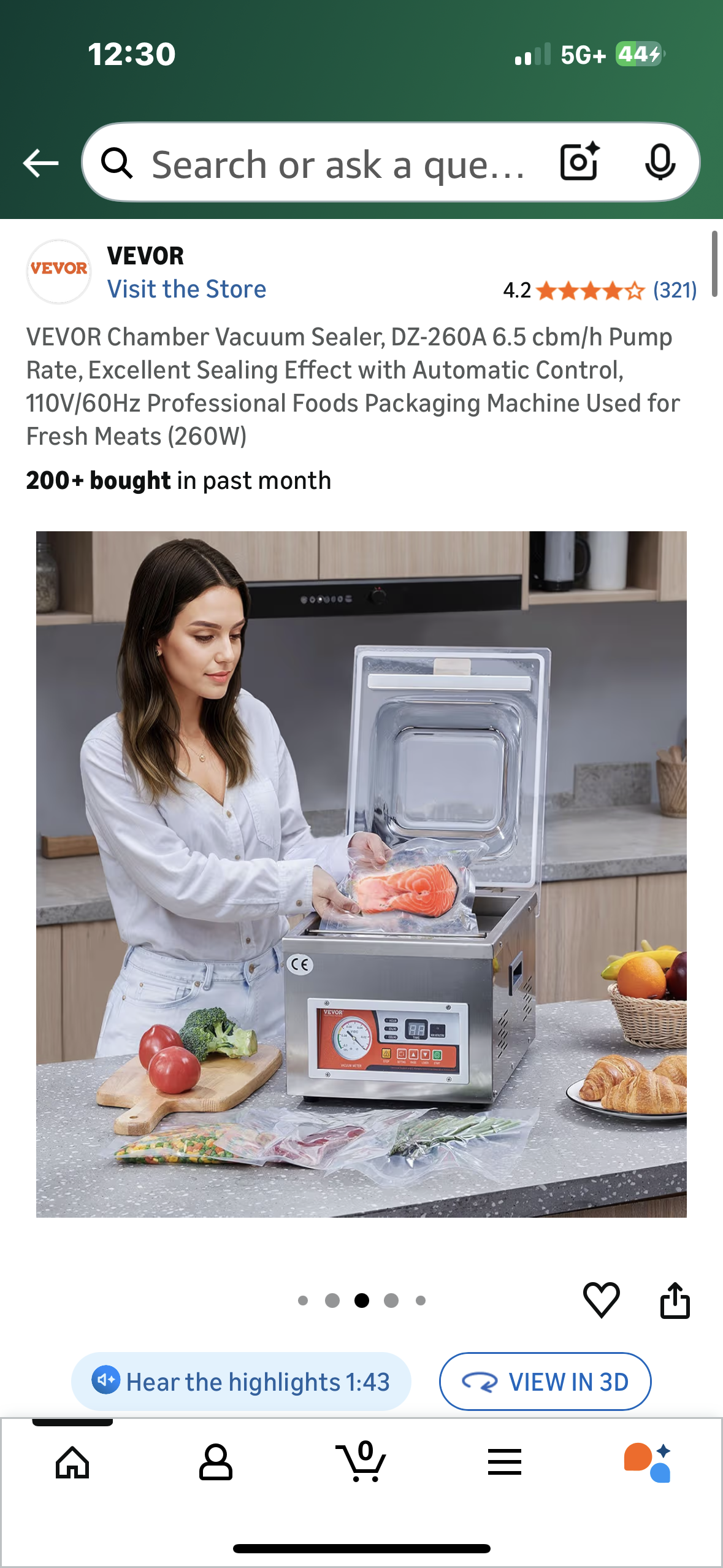 VEVOR Chamber Vacuum Sealer, DZ-260A 6.5 cbm/h Pump Rate, Excellent Sealing Effect with Automatic Control, 110V/60Hz Professional Foods Packaging Machine Used for Fresh Meats (260W) (R748)