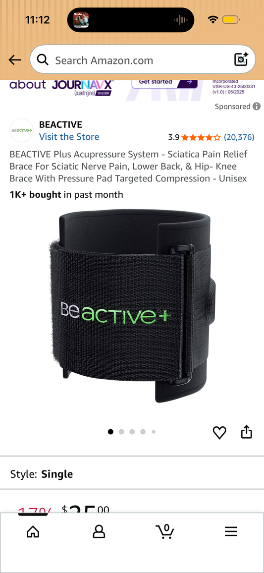BEACTIVE Plus Acupressure System - Sciatica Pain Relief Brace For Sciatic Nerve Pain, Lower Back, & Hip- Knee Brace With Pressure Pad Targeted Compression - Unisex