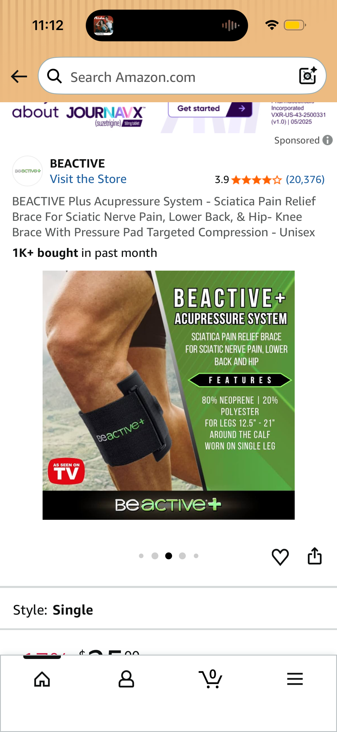 BEACTIVE Plus Acupressure System - Sciatica Pain Relief Brace For Sciatic Nerve Pain, Lower Back, & Hip- Knee Brace With Pressure Pad Targeted Compression - Unisex