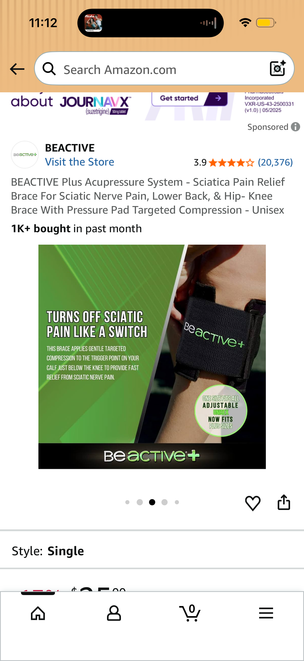 BEACTIVE Plus Acupressure System - Sciatica Pain Relief Brace For Sciatic Nerve Pain, Lower Back, & Hip- Knee Brace With Pressure Pad Targeted Compression - Unisex