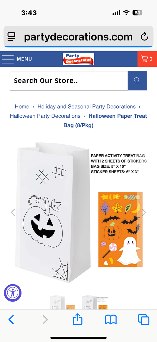 Halloween Paper Treat Bag (8 / PKG)