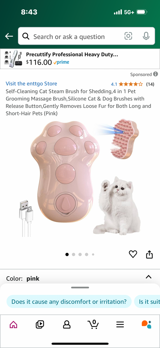 Self-Cleaning Cat Steam Brush for Shedding,4 in 1 Pet Grooming Massage Brush,Silicone Cat & Dog Brushes with Release Button,Gently Removes Loose Fur for Both Long and Short-Hair Pets (Pink)