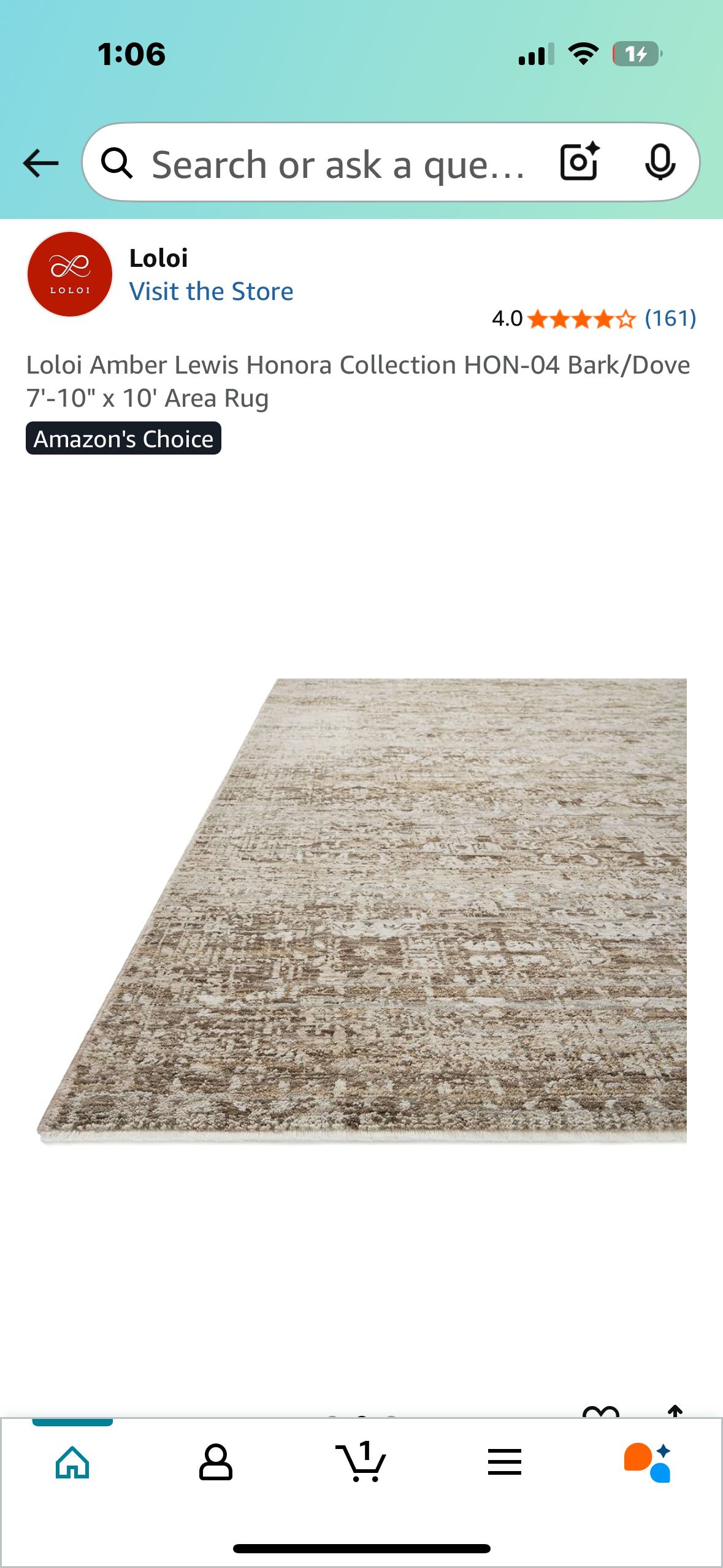 Loloi Amber Lewis Honora Collection HON-04 Bark/Dove 7'-10" x 10' Area Rug (L983)