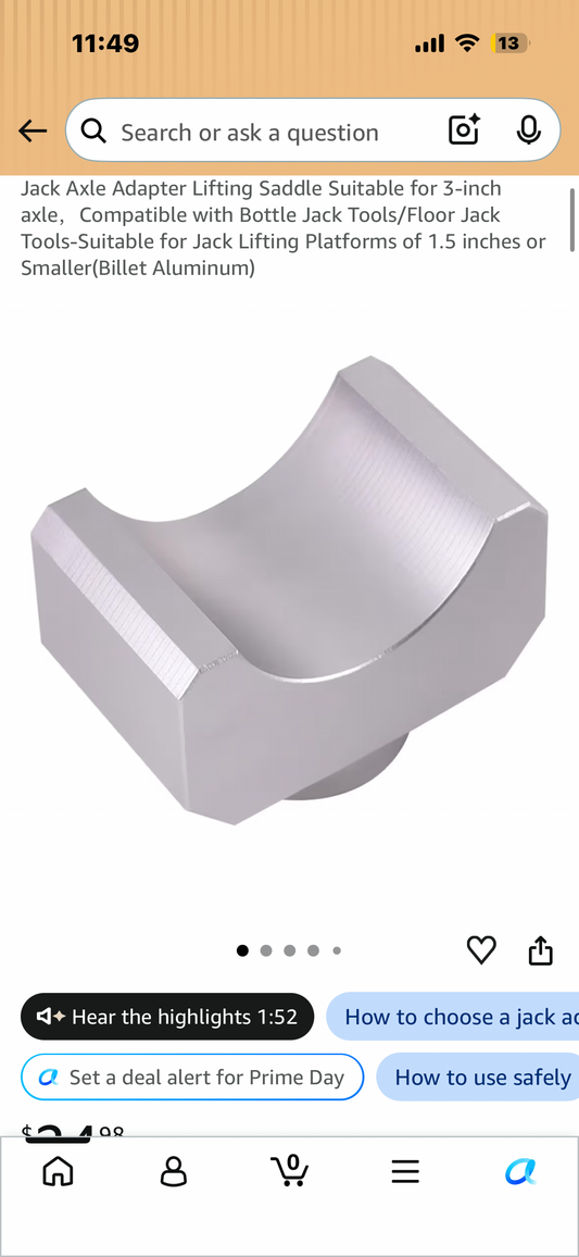 Jack Axle Adapter Lifting Saddle Suitable for 3-inch axle，Compatible with Bottle Jack Tools/Floor Jack Tools-Suitable for Jack Lifting Platforms of 1.5 inches or Smaller(Billet Aluminum)
