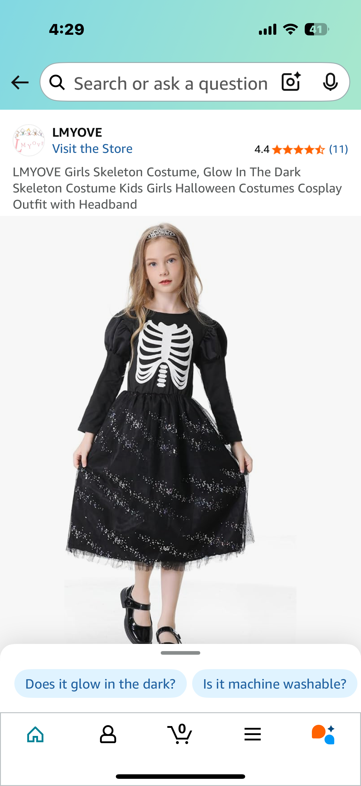 Girls Skeleton Costume, Glow In The Dark Skeleton Costume Kids Girls Halloween Costumes Cosplay Outfit with Headband (Size 8-10years and 5-6 years)