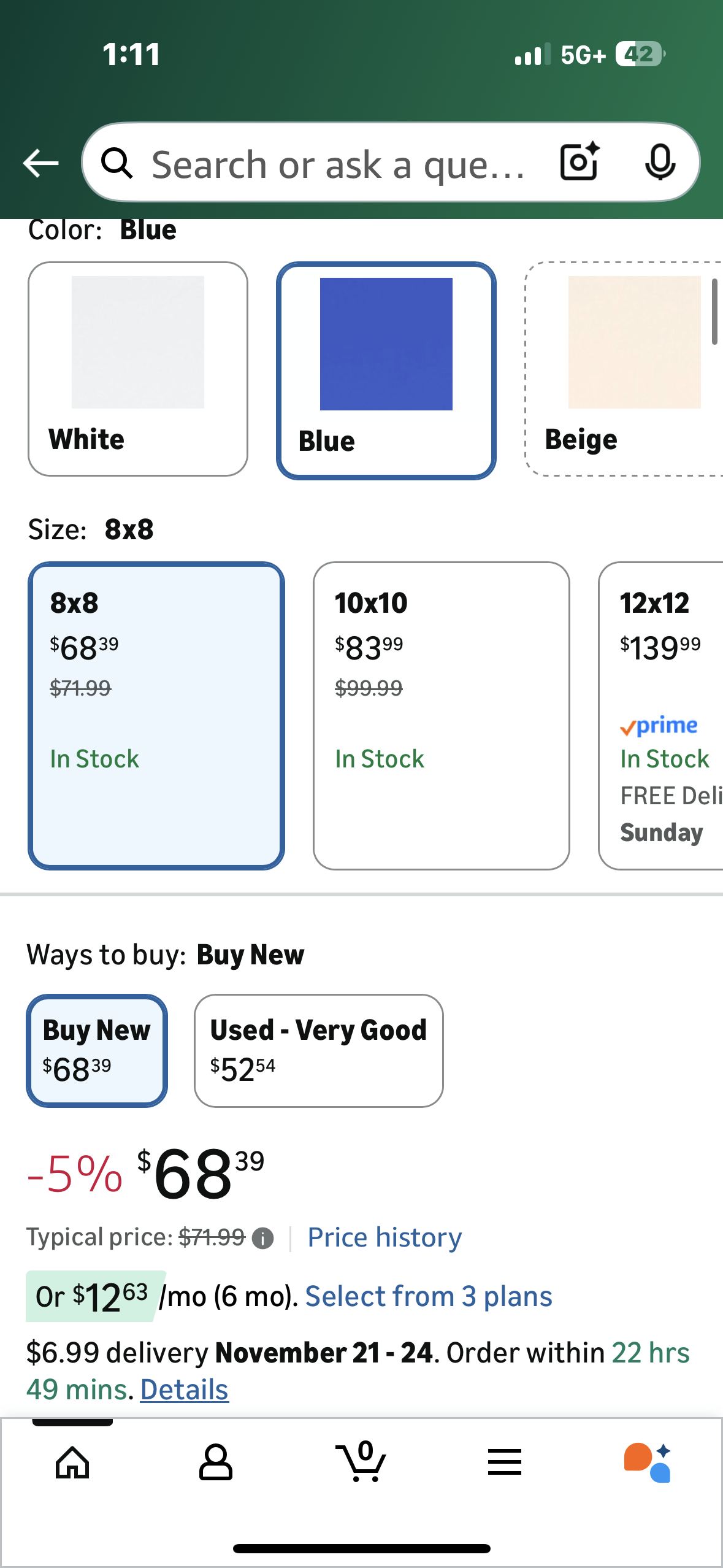 Yaheetech 8x8 Pop Up Canopy Easy Set-up Tent, Portable Outdoor Canopy Instant Tent, Commercial Gazebo with Wheeled Carry Bag & 4 Sandbags for Home, Party & Outdoor Activities, Blue (G920)