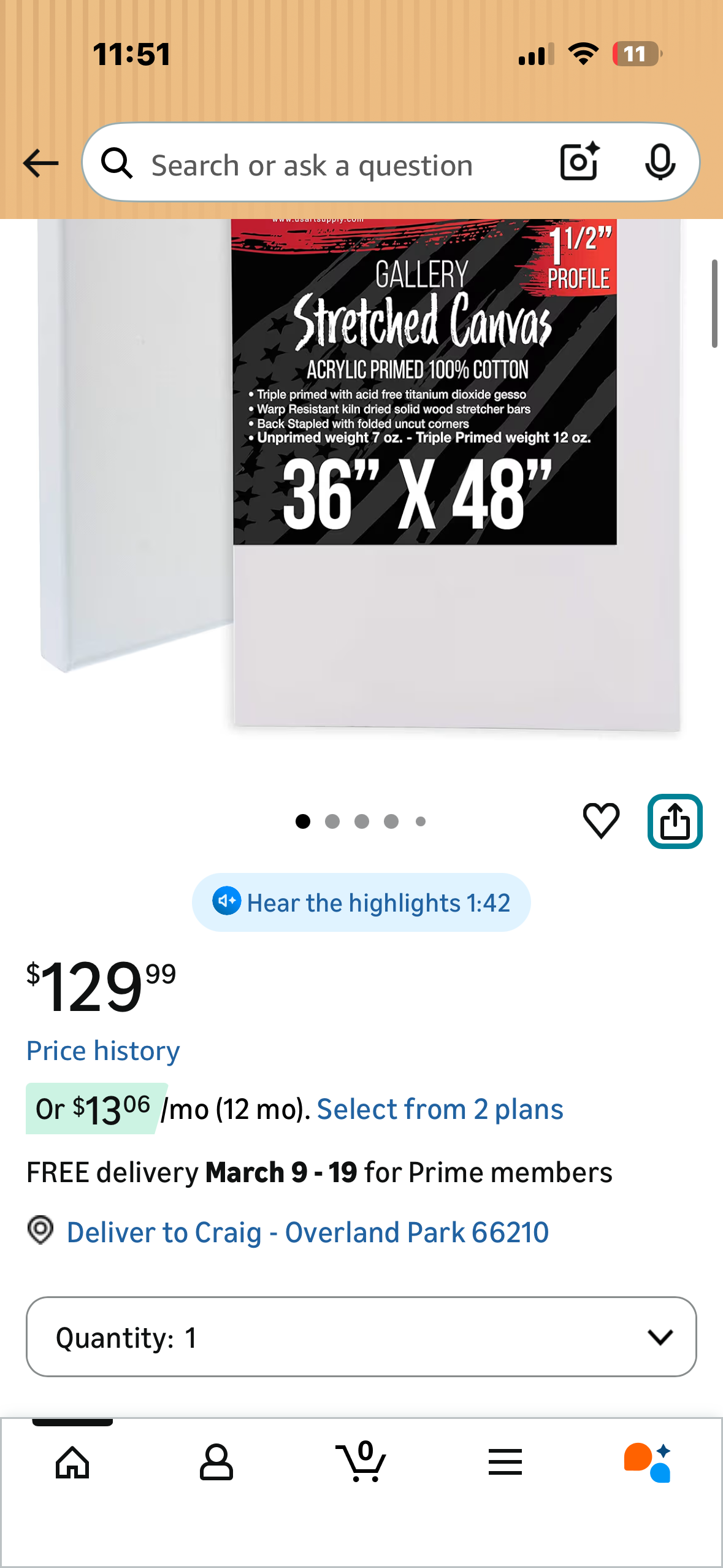 U.S. Art Supply Rectangle Stretched Canvas for Painting 36x48 inch Gallery Depth 1-1/2" Thick, 2-Pack - 17oz Acrylic Gesso Triple Primed, Professional Artist Quality, 100% Cotton - Oil, Pouring Paint (O508)