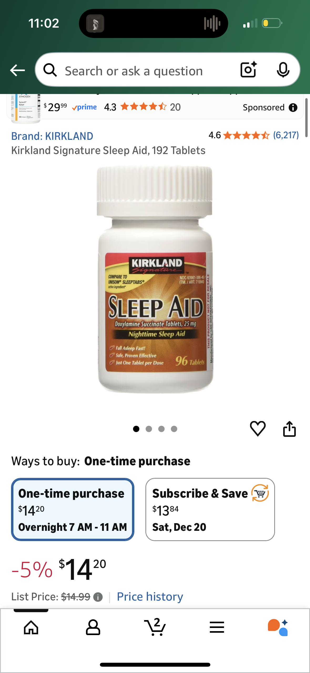 Kirkland Signature Sleep Aid, 192 Tablets