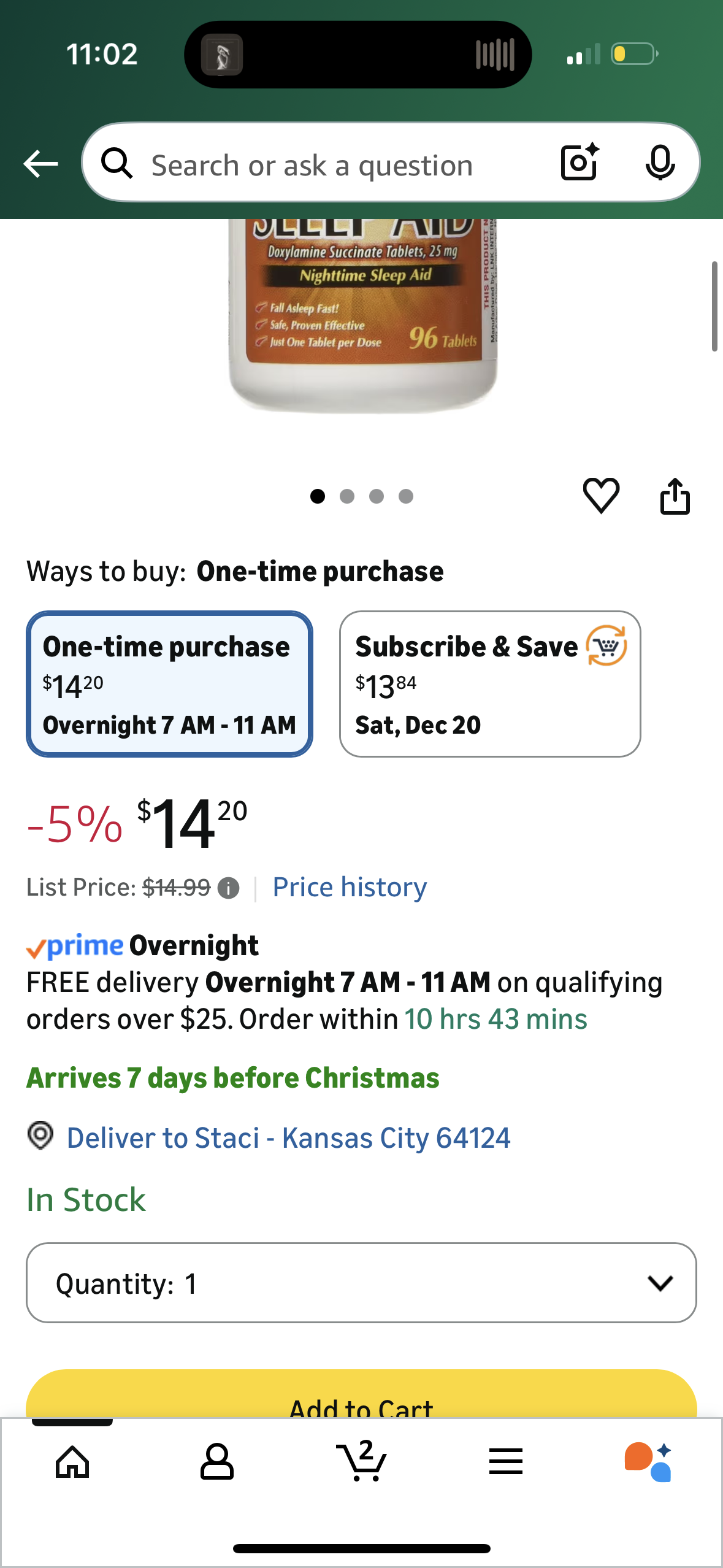 Kirkland Signature Sleep Aid, 192 Tablets