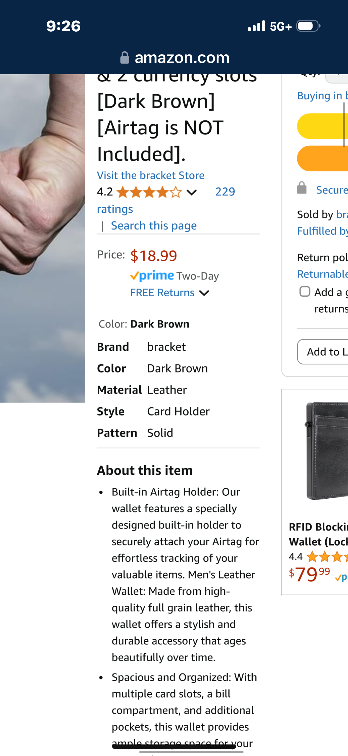 AirTag Slim wallet/Card holder | Genuine Leather (Nappa Leather) | RFID Blocking | Inbuilt AirTag case | Minimalist Front Pocket wallet [ Dark Brown] [AirTag Not Included]